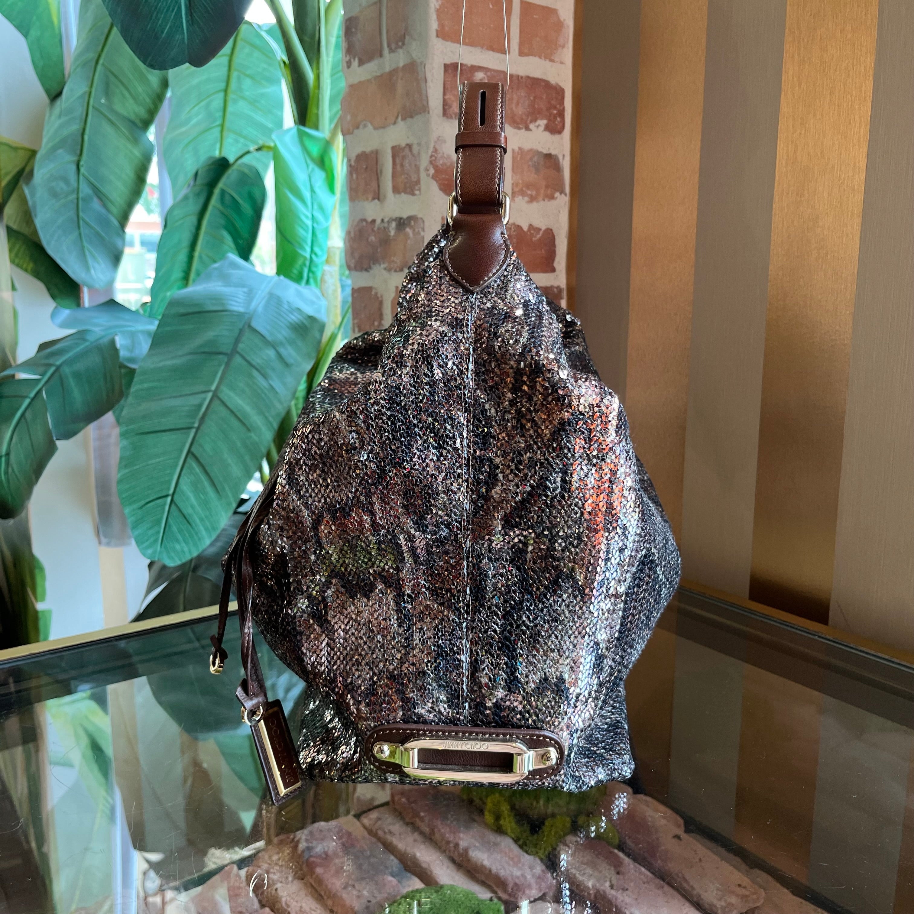 JIMMY CHOO Multicolor Sequin Python Hobo