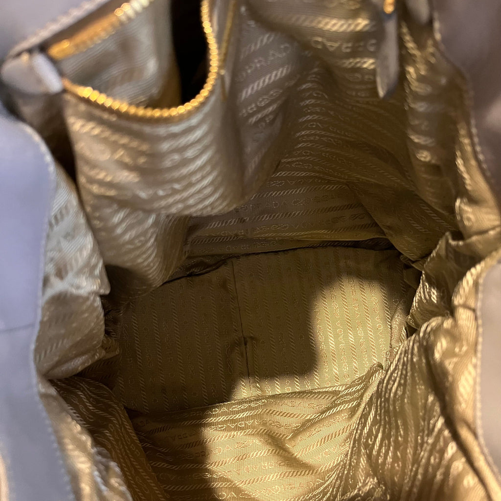 PRADA Gray Nappa Gaufre 2-Way Leather Tote Bag