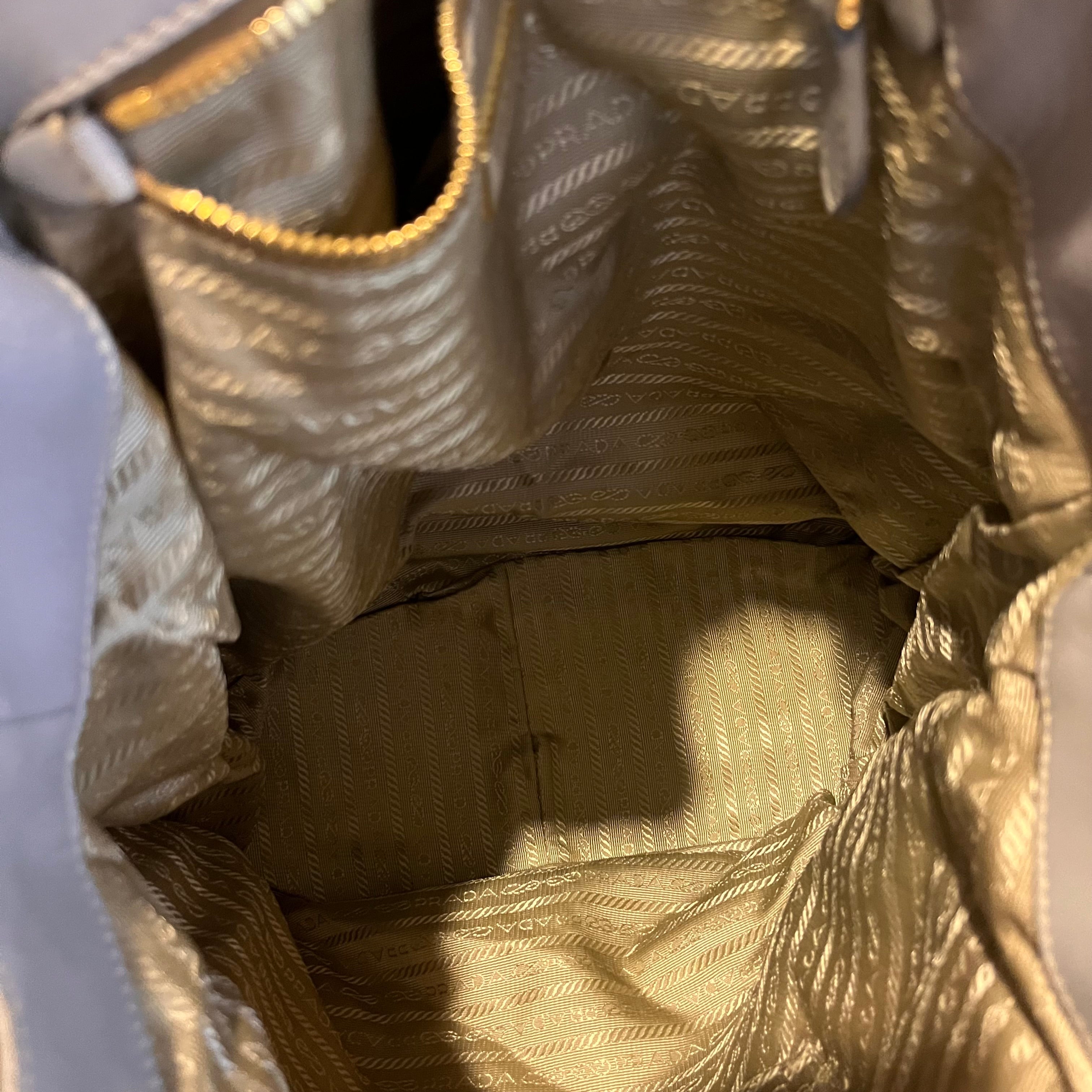 PRADA Gray Nappa Gaufre 2-Way Leather Tote Bag