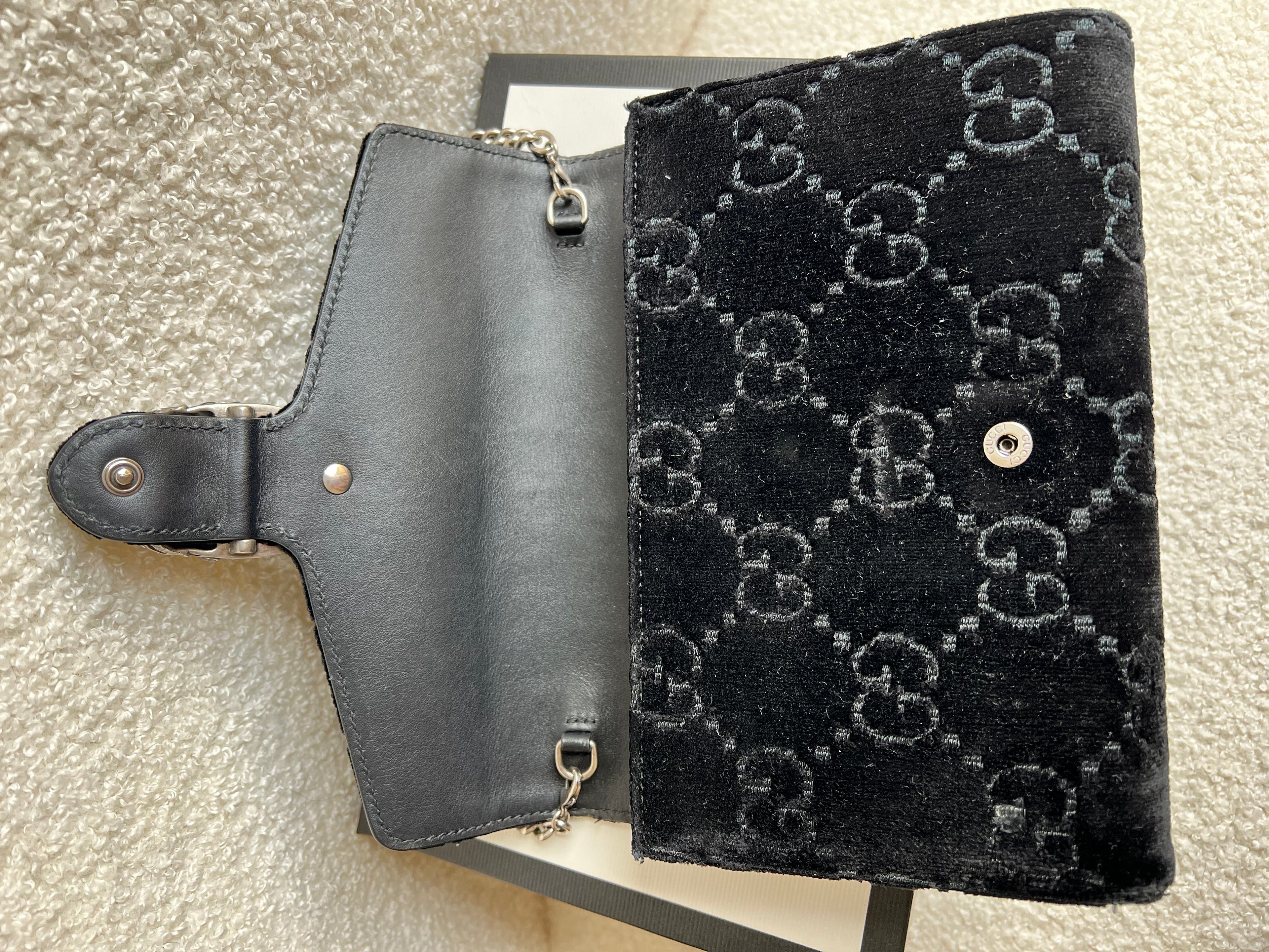 Gucci Black Velvet Dionysus Mini Chain Bag