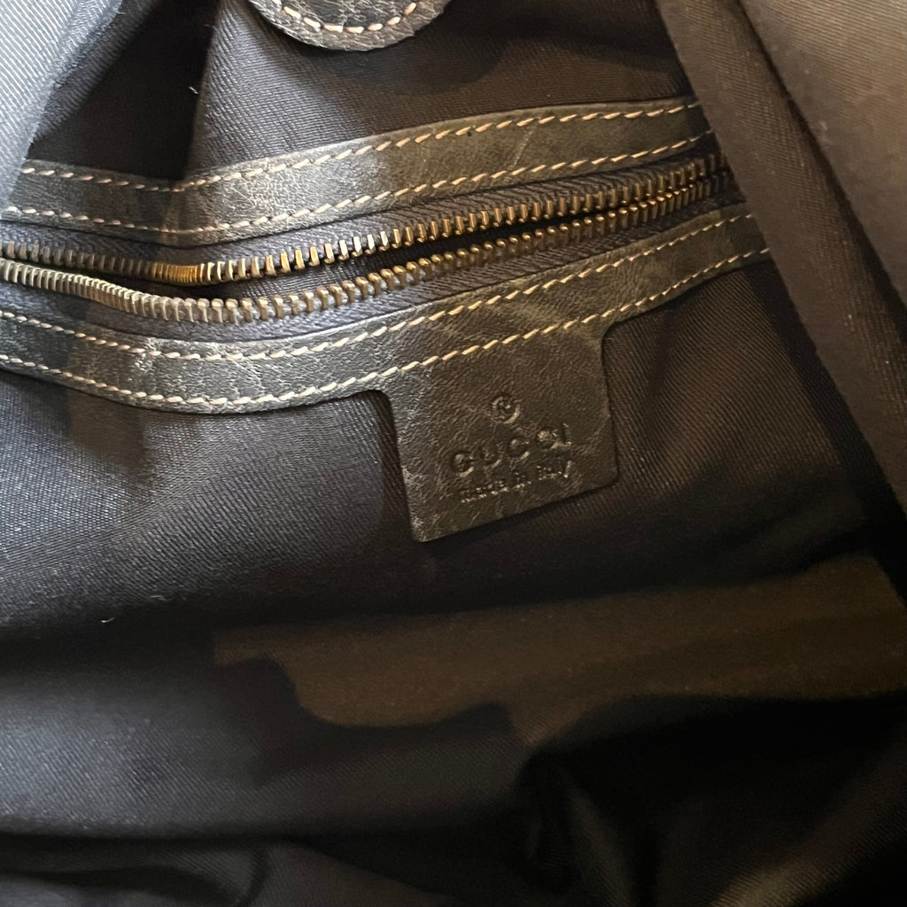 GUCCI Studded Pelham Black Leather Shoulder Bag