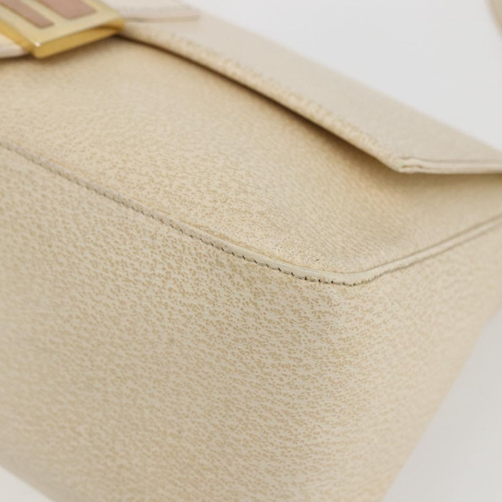 Fendi Mamma Baguette Shoulder Bag Canvas Beige Leather Shoulder Bag Bag (Pre-Owned)
