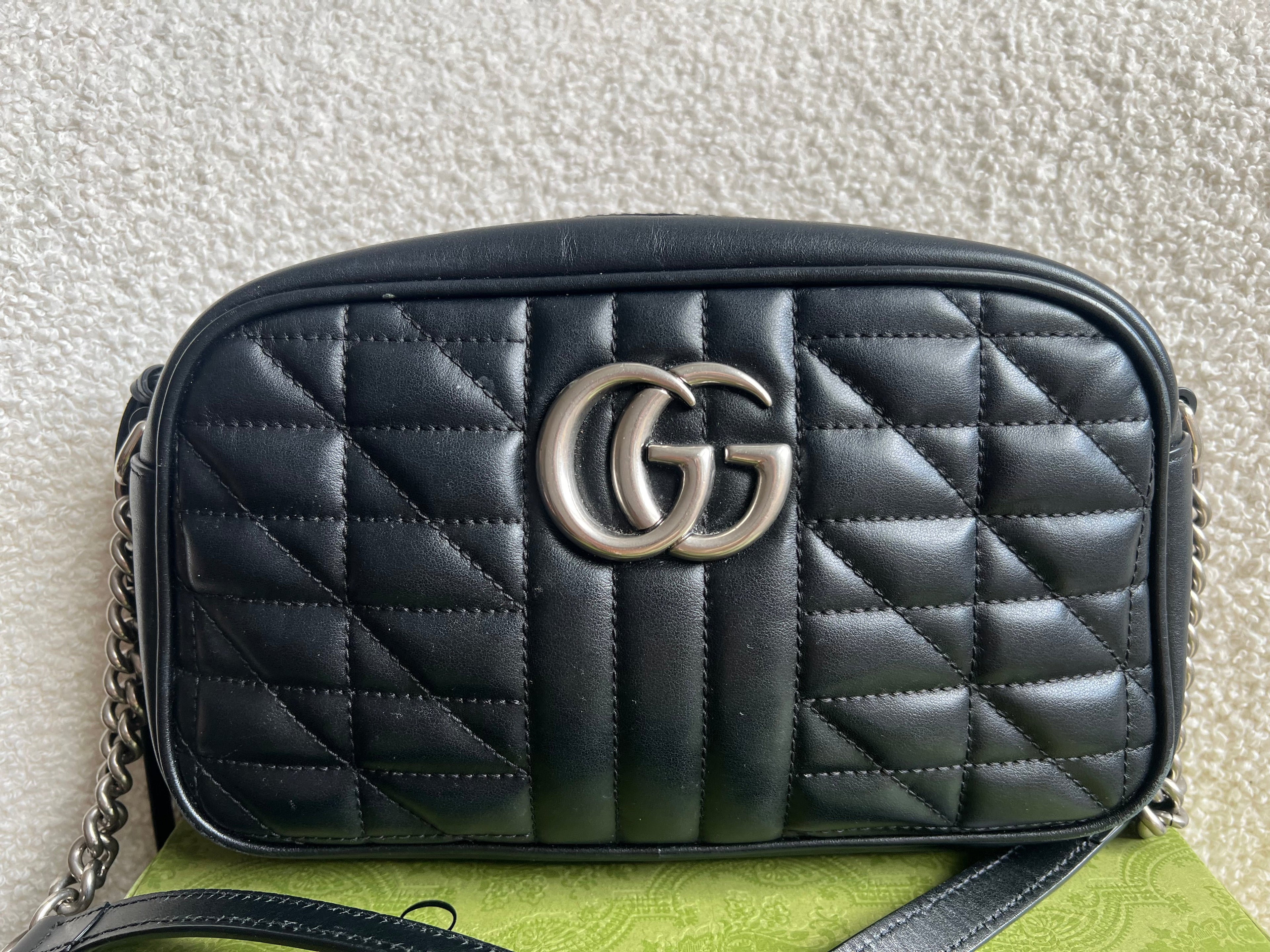 Gucci Aria GG Black Marmont Small Shoulder Bag (RRP £1440)