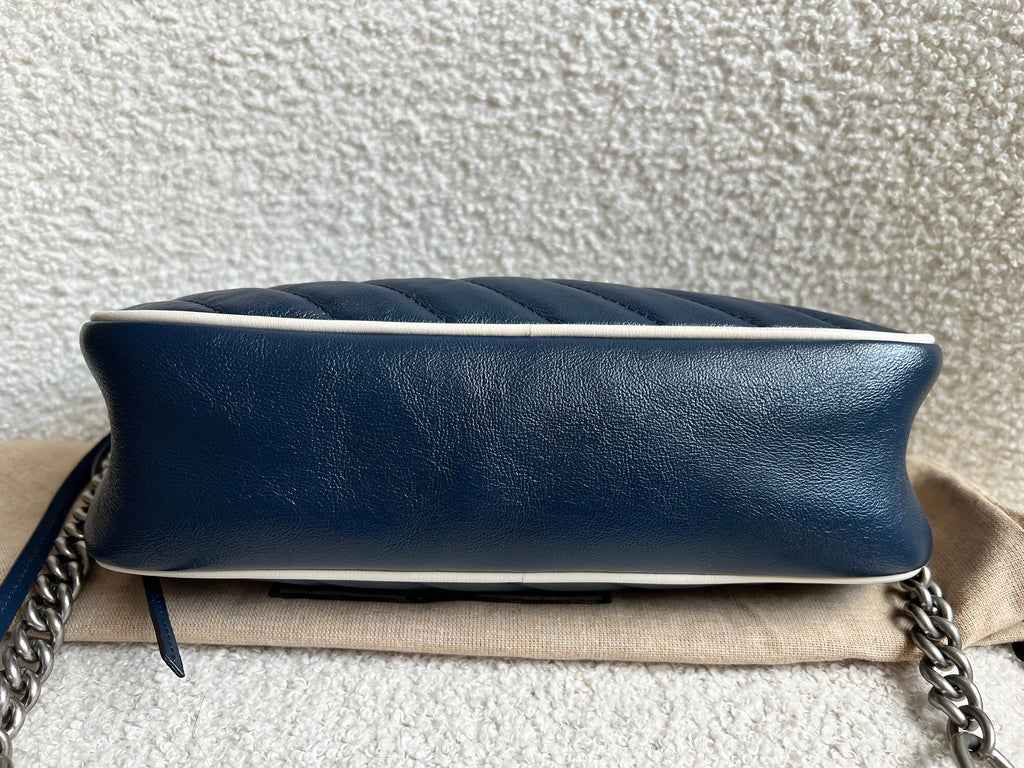 Gucci Torchon GG Navy Marmont Small Shoulder Bag