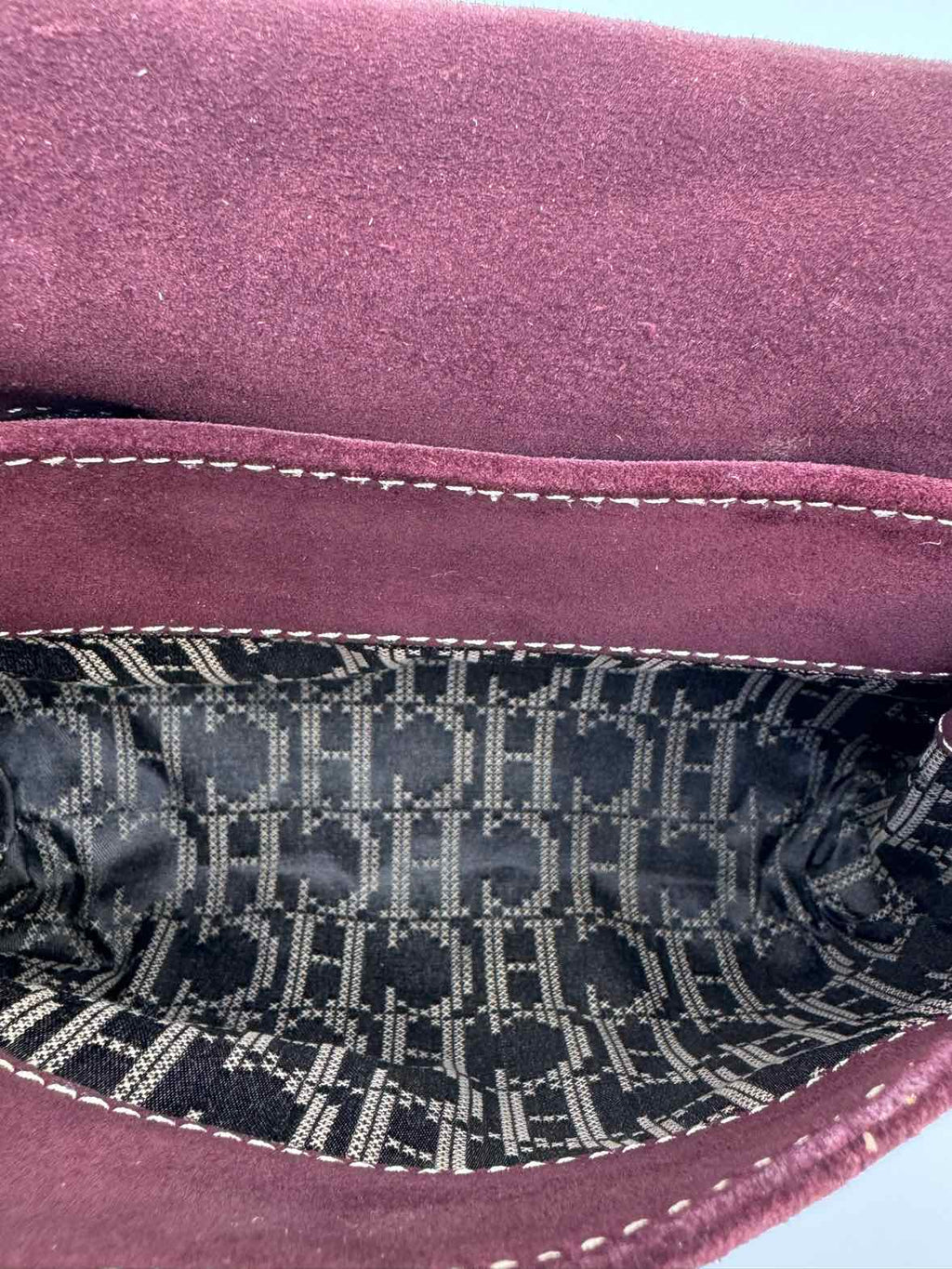 CAROLINA HERRERA Burgundy Suede Handbag