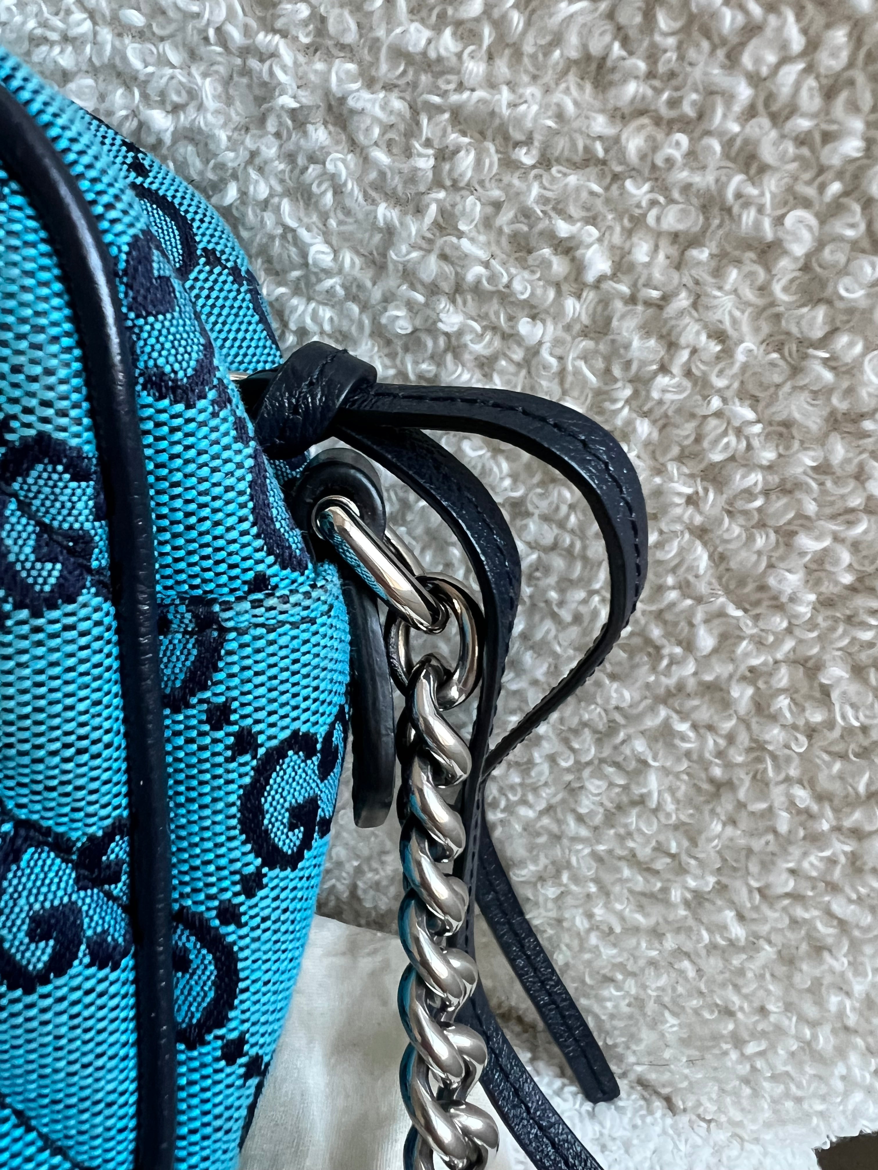 Gucci GG Marmont Blue Canvas Small Shoulder Bag (RRP £1050)