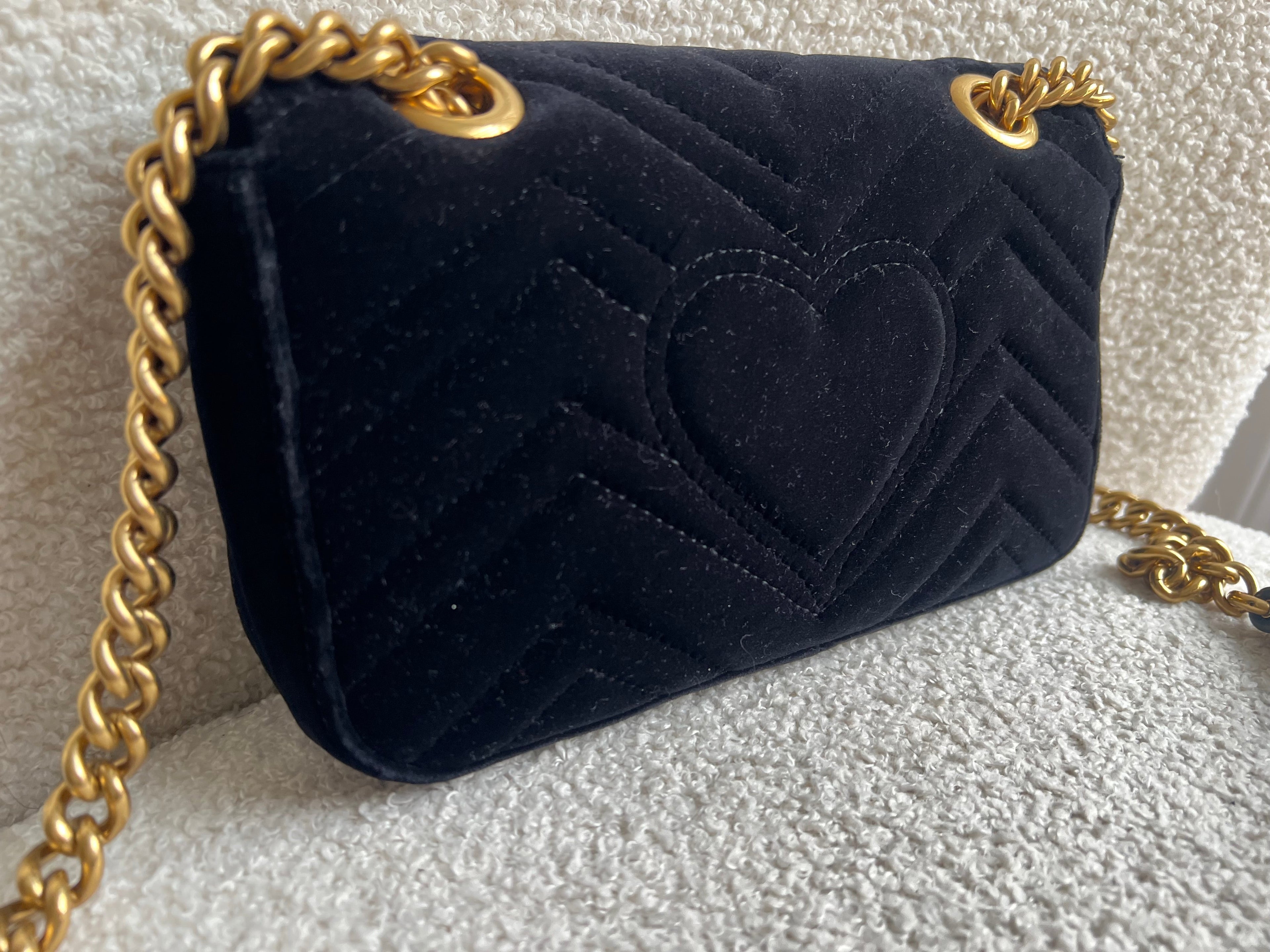 Gucci GG Black Velvet Marmont Mini Shoulder Bag (RRP £1395)