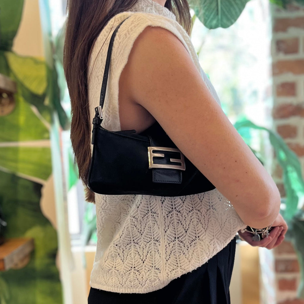 FENDI Black Nylon Vintage Shoulder Bag