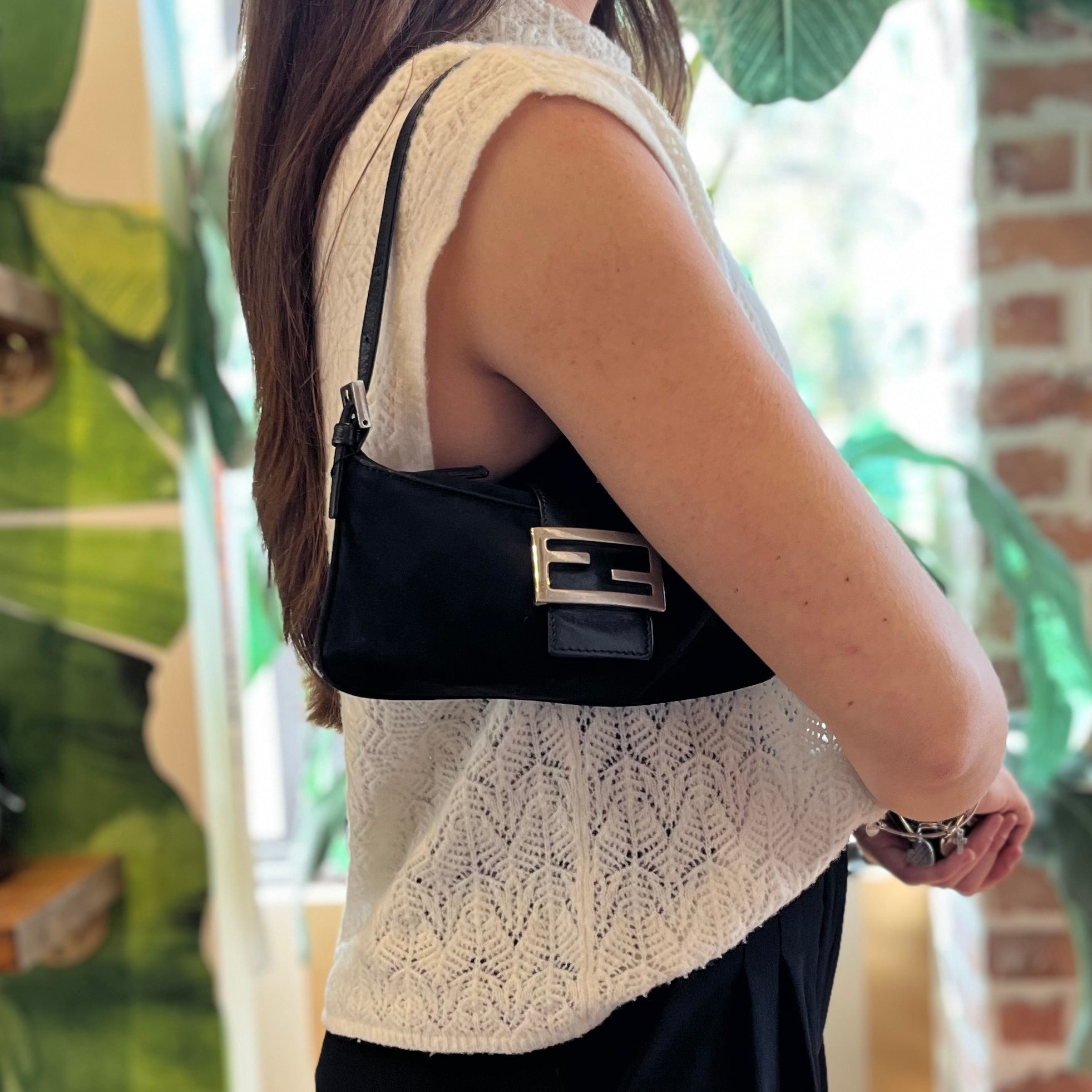 FENDI Black Nylon Vintage Shoulder Bag