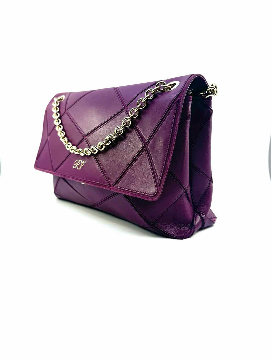ROGER VIVIER Prismick Purple Leather Patchwork Handbag