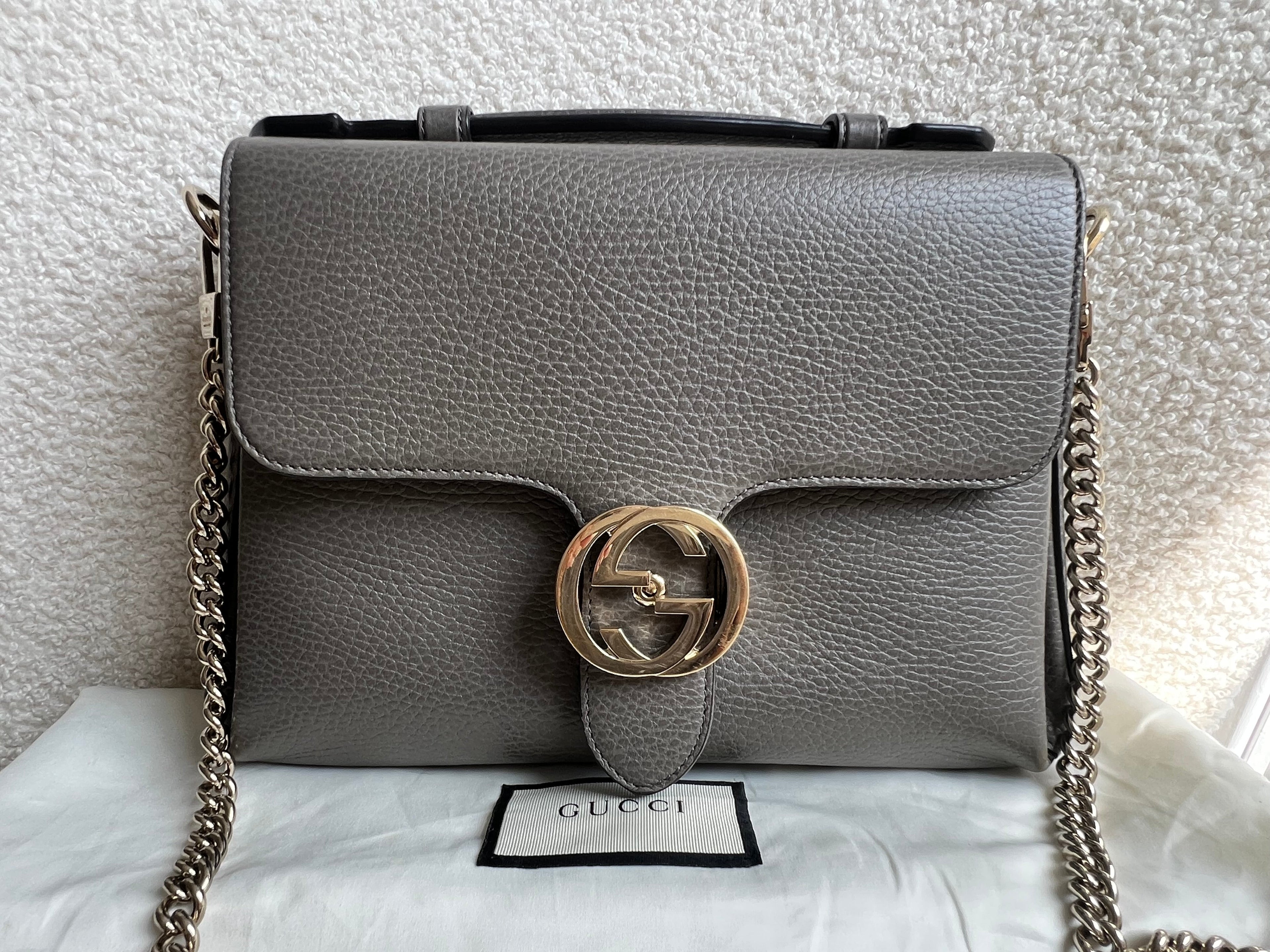 Gucci Interlocking GG Grey Medium Top Handle Bag (RRP £1,150)