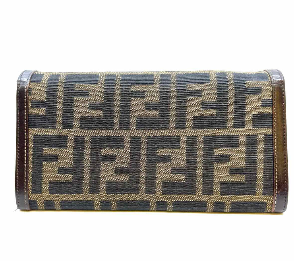 FENDI Continental Brown Canvas Monogram Wallet
