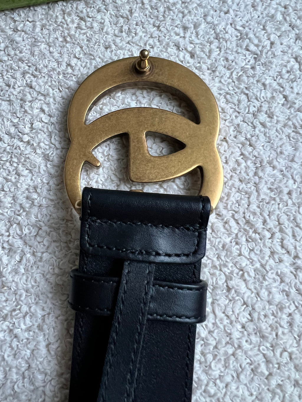 Gucci GG Marmont Black Wide Leather Belt with Shiny Gold Buckle (RRP £410)