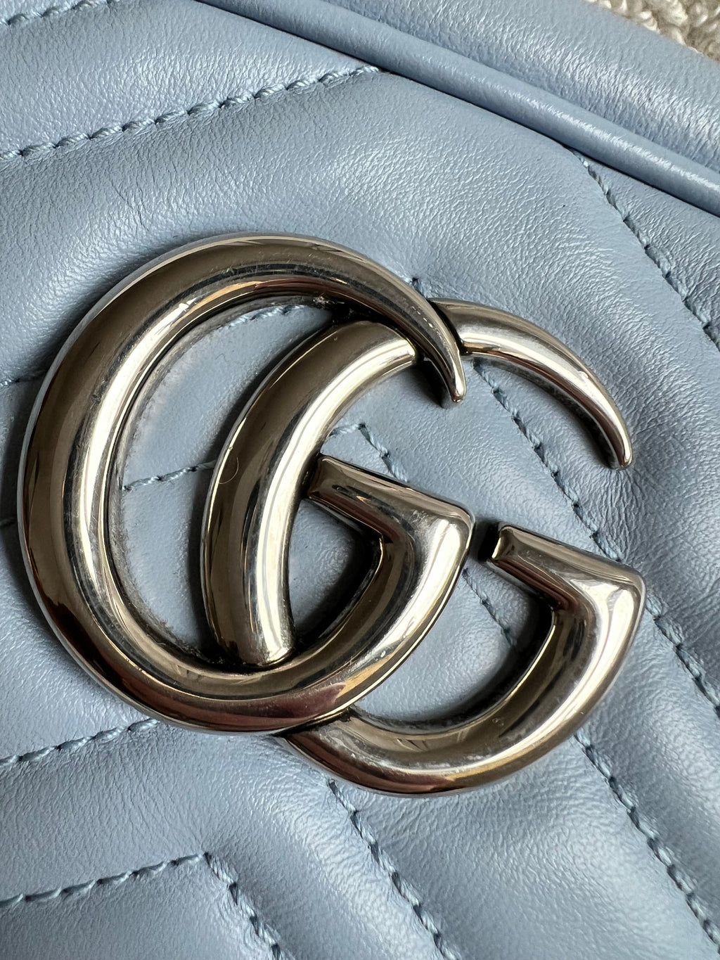 Gucci GG Pale Blue Marmont Small Shoulder Bag (RRP £1440)