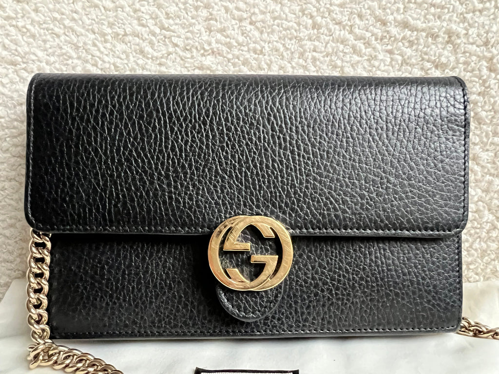 Gucci Black Interlocking GG Chain Wallet