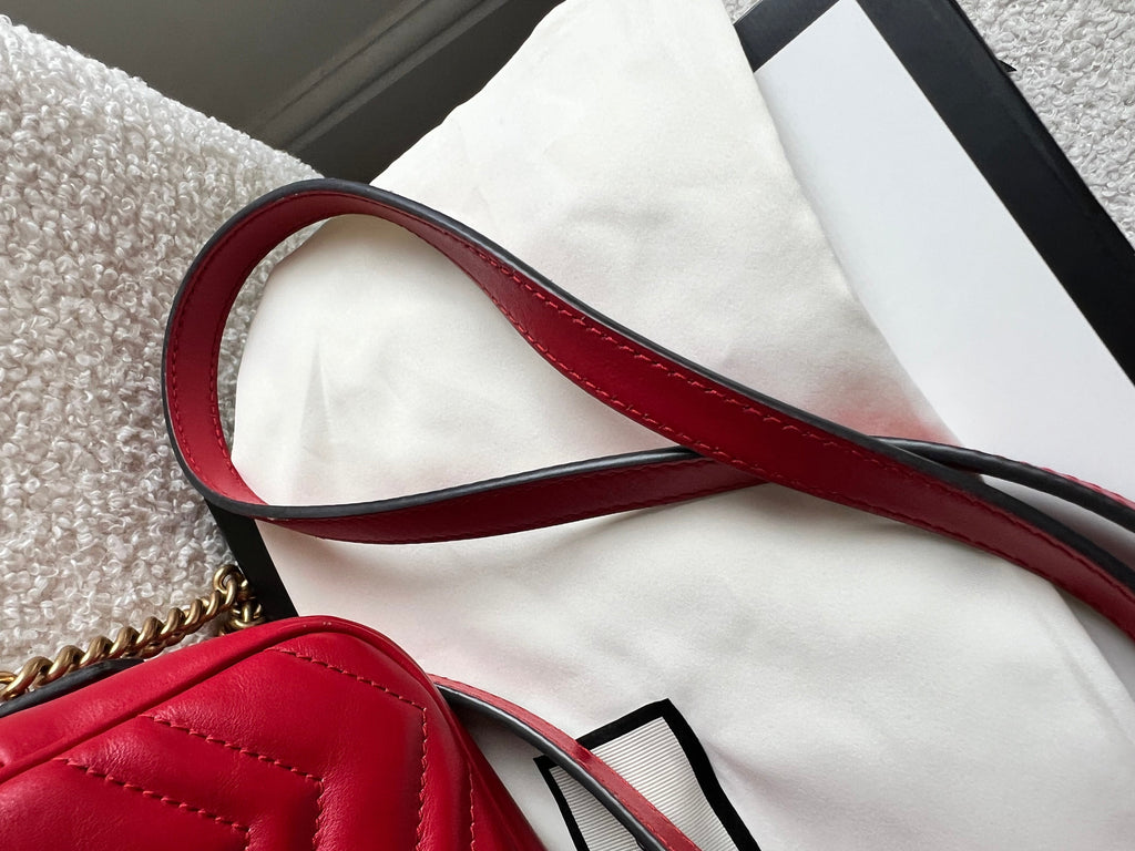 Gucci GG Hibiscus Red Marmont Mini Shoulder Bag (RRP £1360)