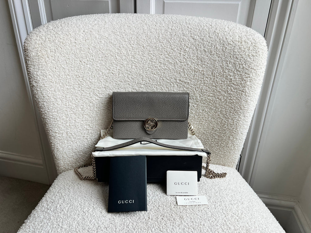 Gucci Dollar Grey Interlocking Chain Wallet