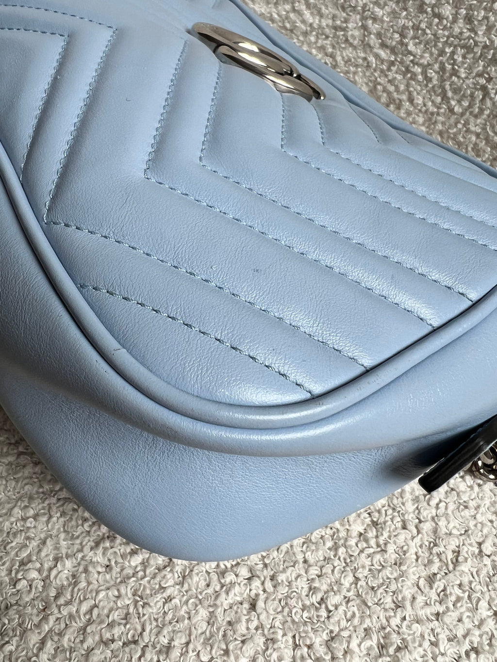 Gucci GG Pale Blue Marmont Small Shoulder Bag (RRP £1440)