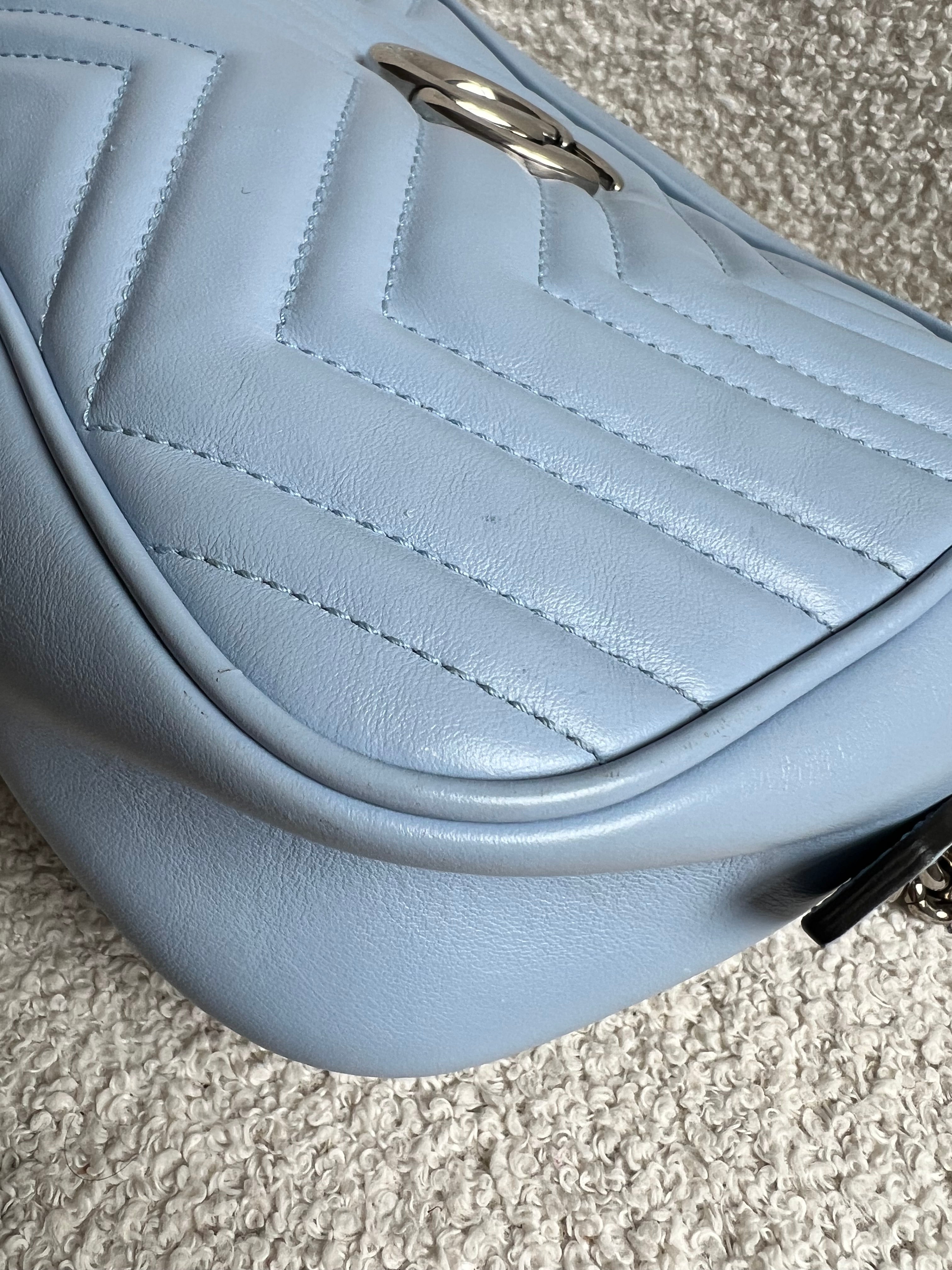 Gucci GG Pale Blue Marmont Small Shoulder Bag (RRP £1440)