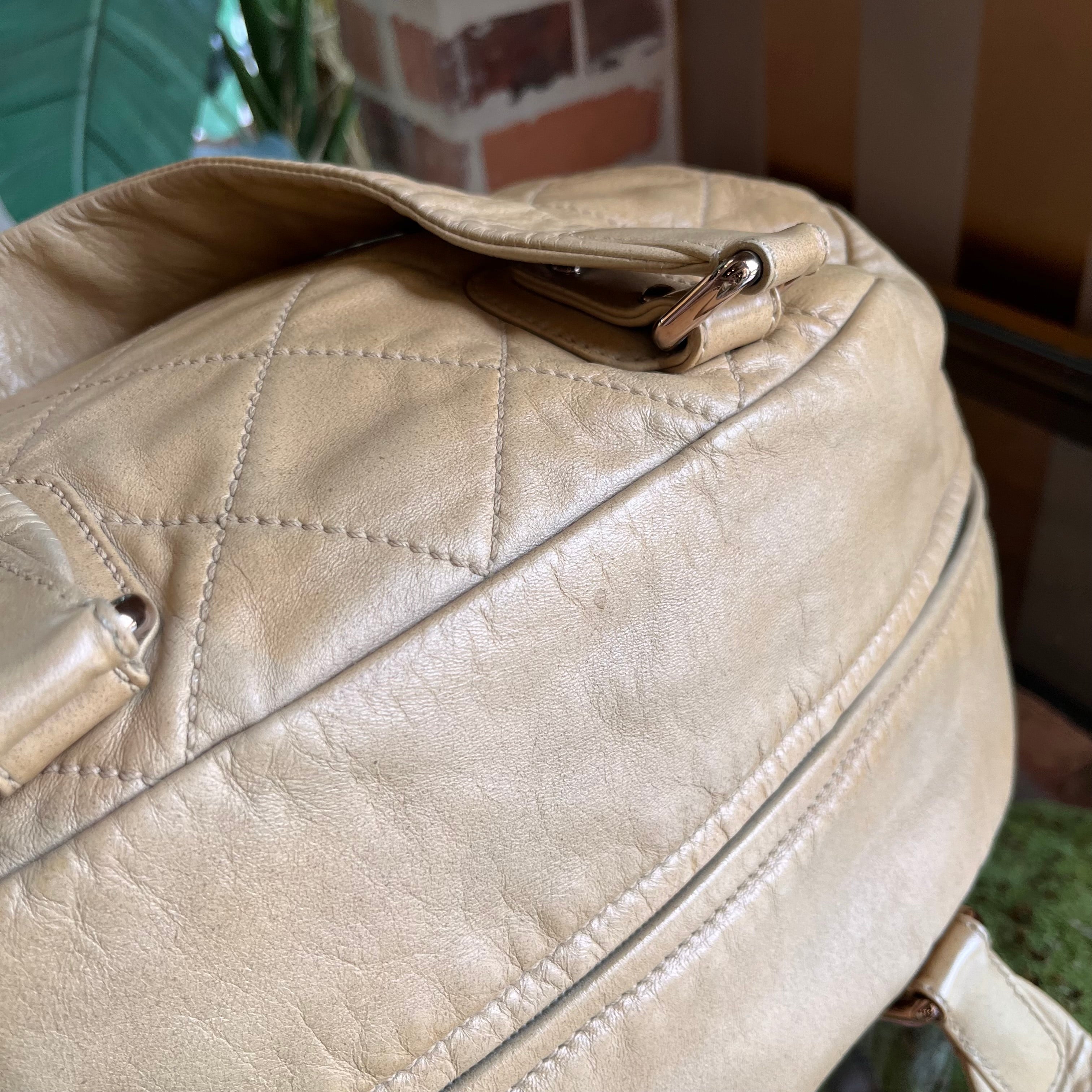 CHANEL Cloudy Bundle Beige Leather Bowler Bag