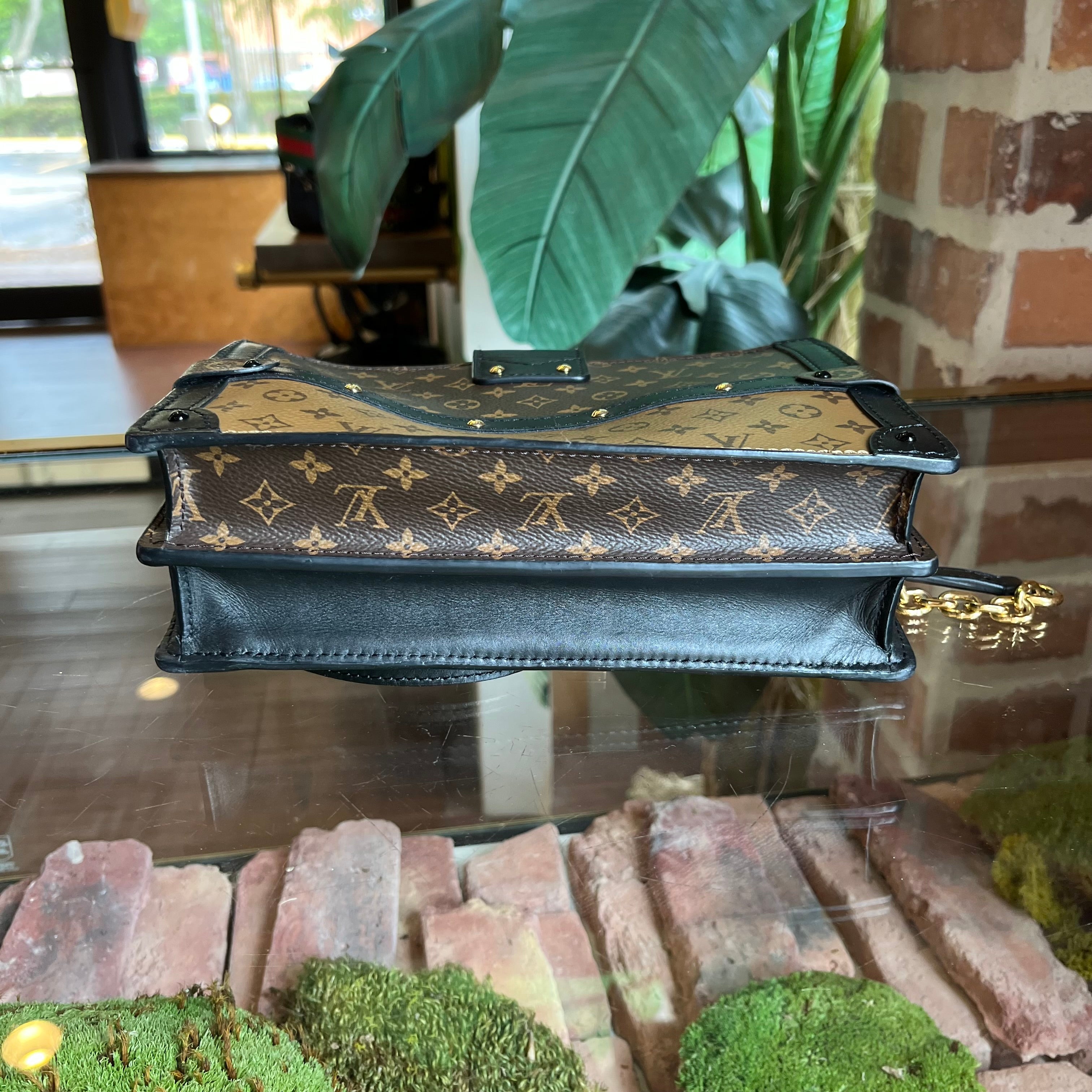 LOUIS VUITTON Trunk Clutch Reverse Monogram Canvas Clutch