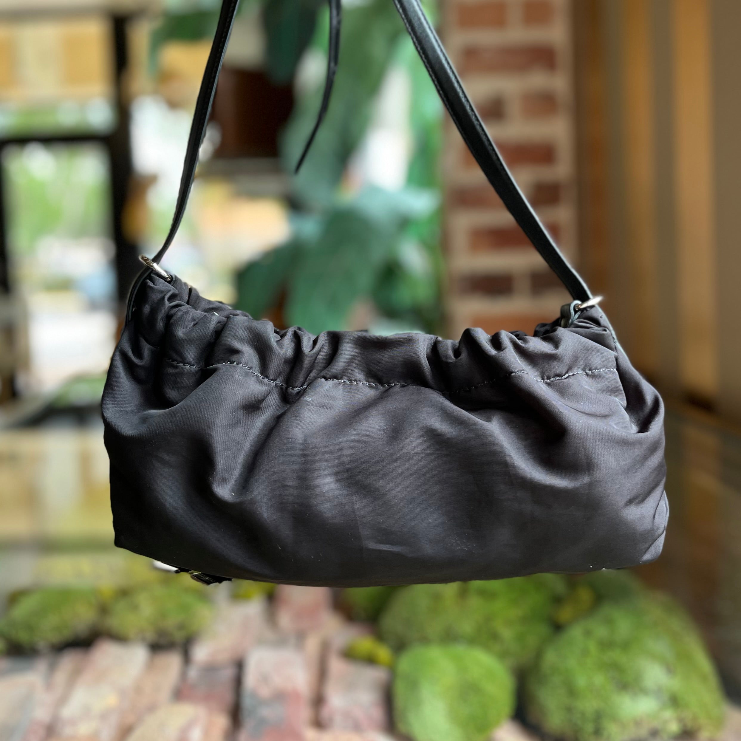 ALEXANDER MCQUEEN The Bundle Black Nylon Drawstring Tote Bag
