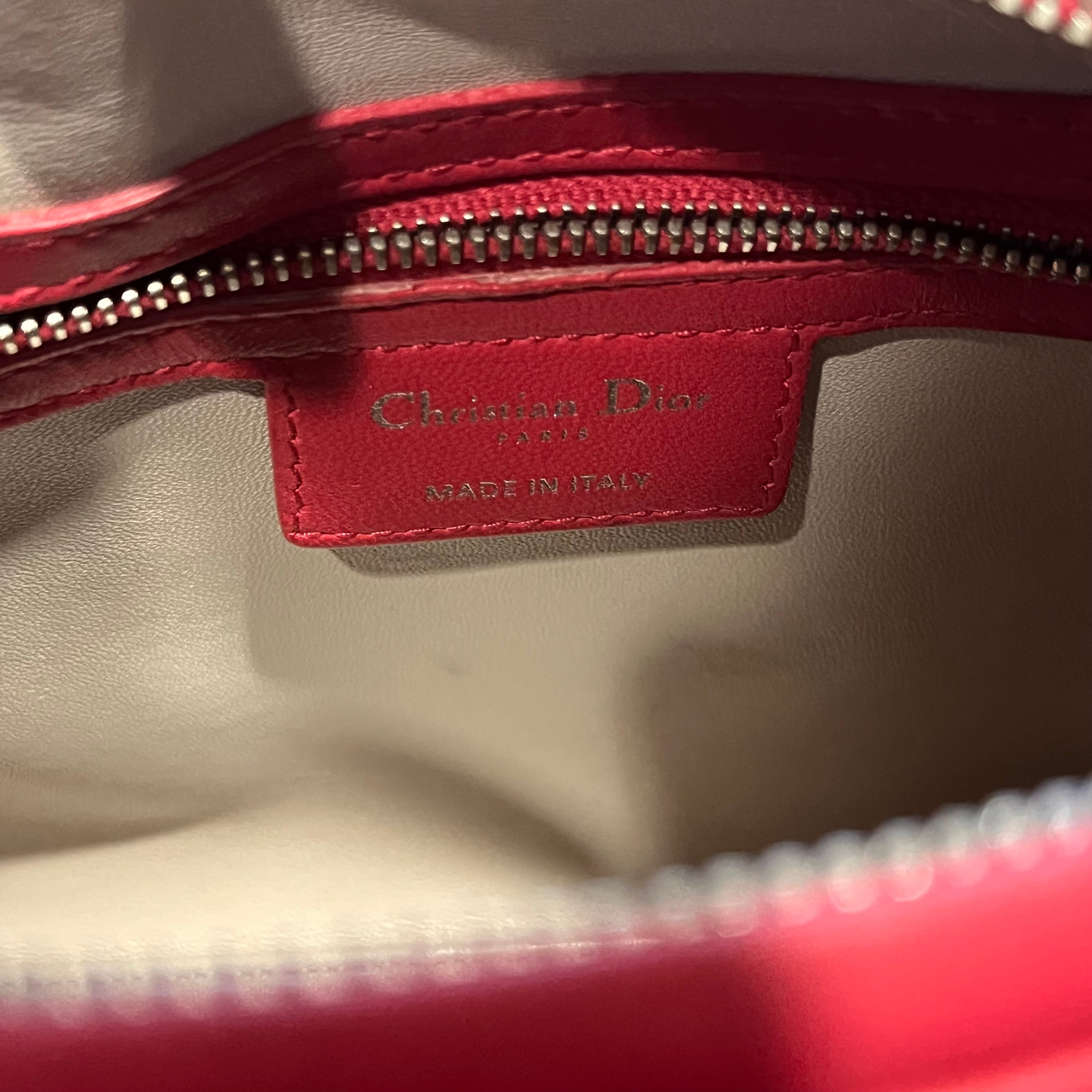 DIOR Lady Dior Medium Pink Gray Color Block Cannage Lambskin Tote