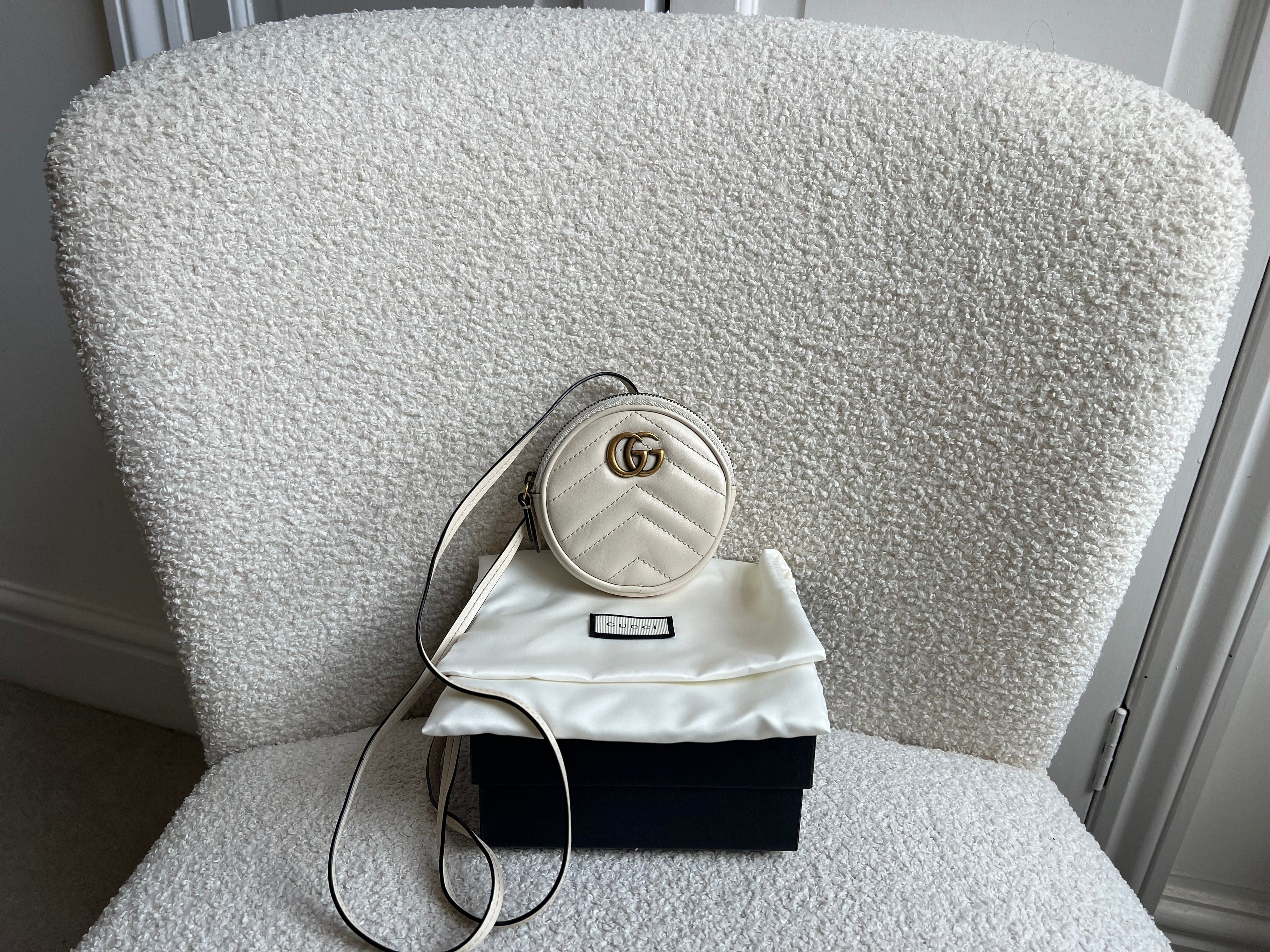 Gucci White GG Marmont Coin Pouch on Strap (RRP £395)