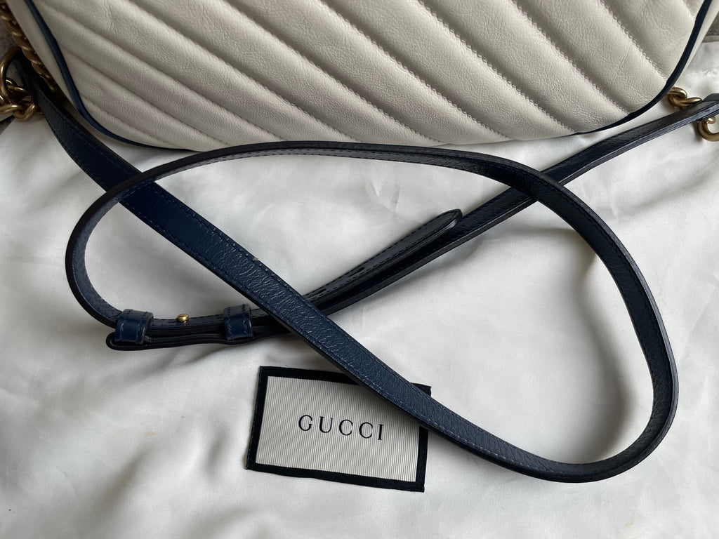 Gucci Torchon GG White Marmont Small Shoulder Bag