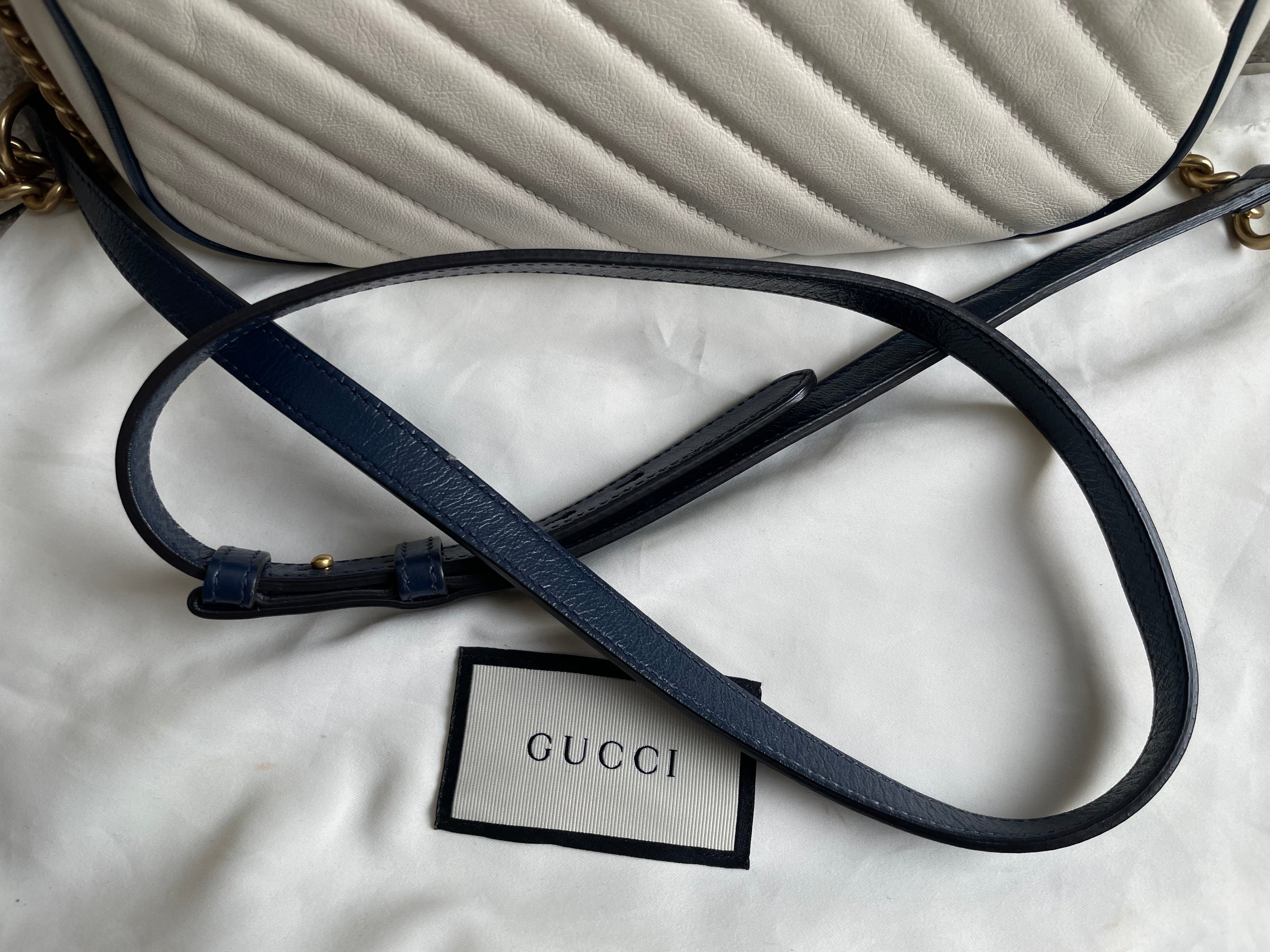 Gucci Torchon GG White Marmont Small Shoulder Bag