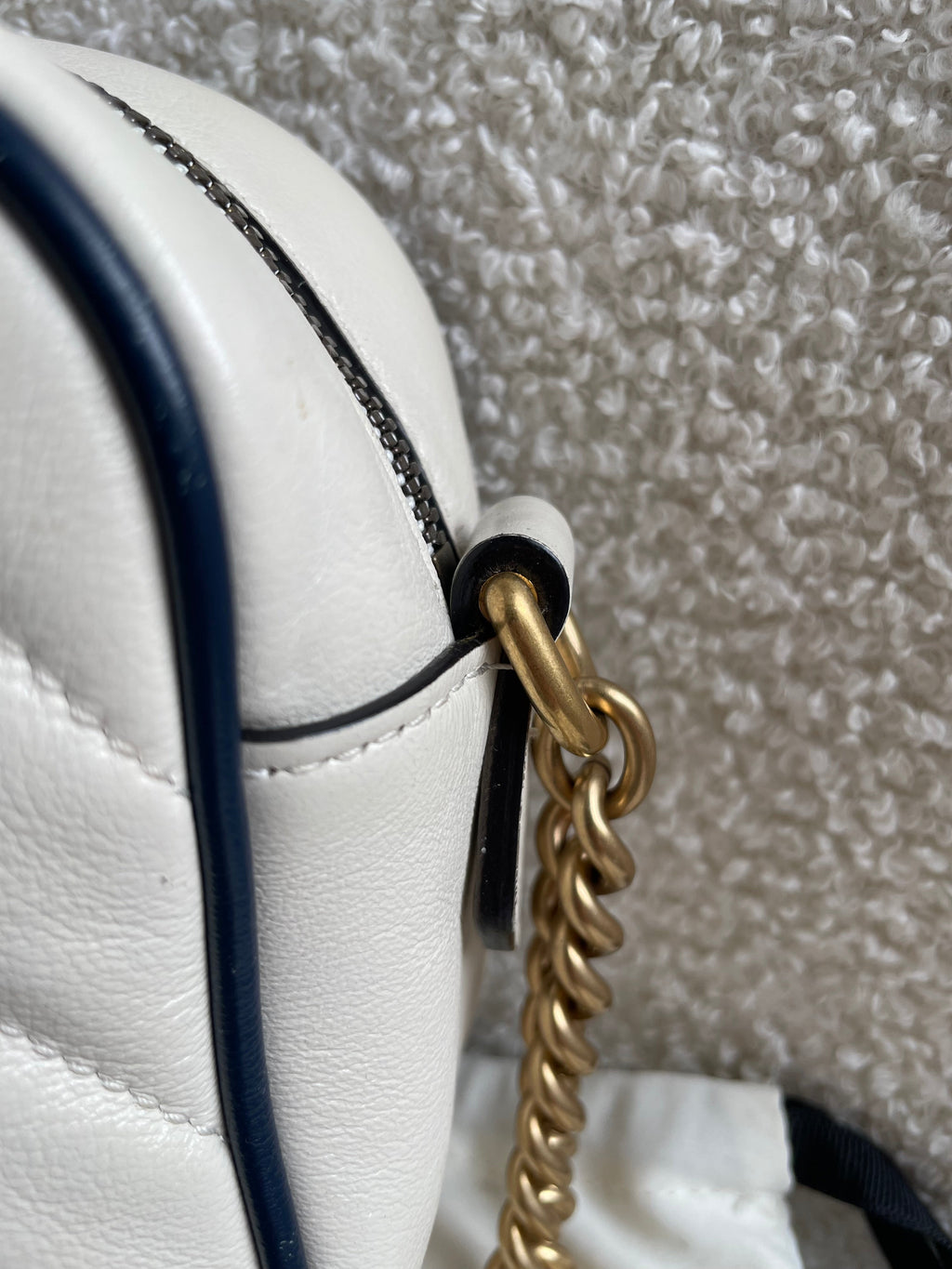 Gucci Torchon GG White Marmont Small Shoulder Bag