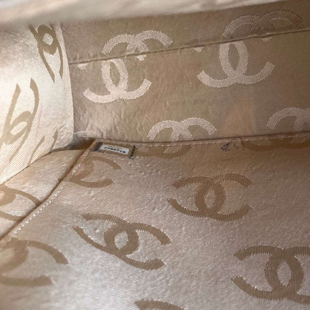 CHANEL Chocolate Bar Beige Caviar Leather Bag Tote