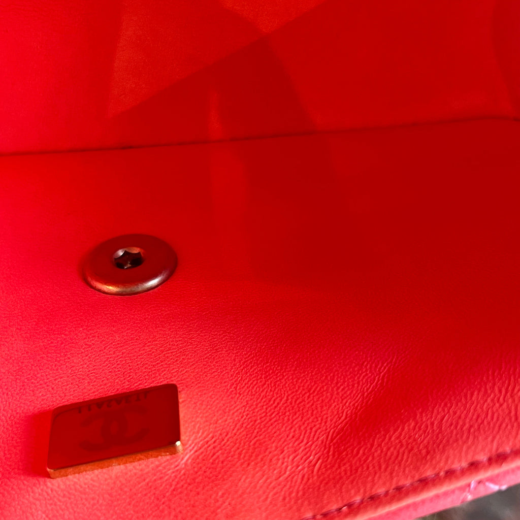 CHANEL Rectangular Mini Flap Pink Orange Lambskin Leather Top Handle