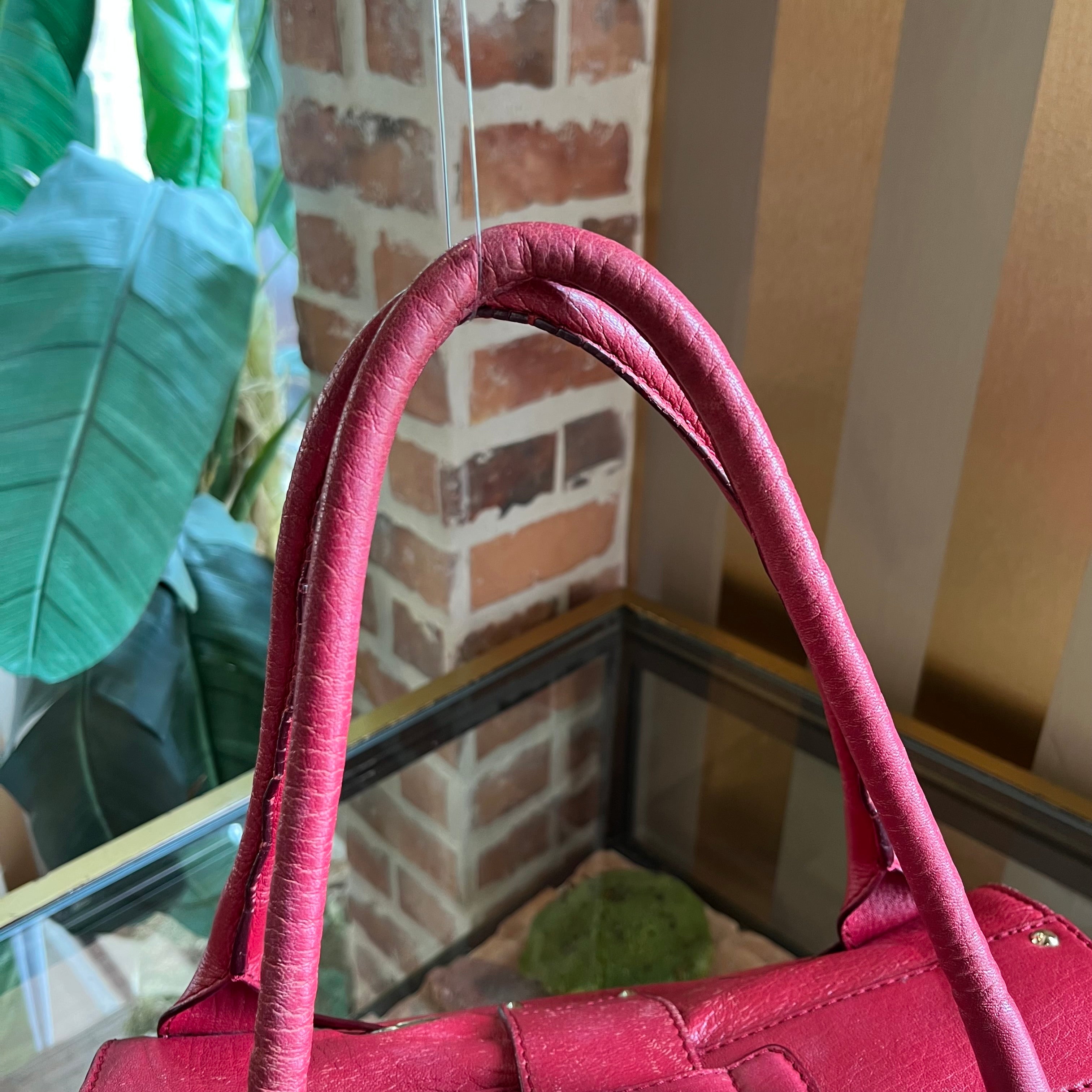 JIMMY CHOO Red Leather Rosalie Satchel