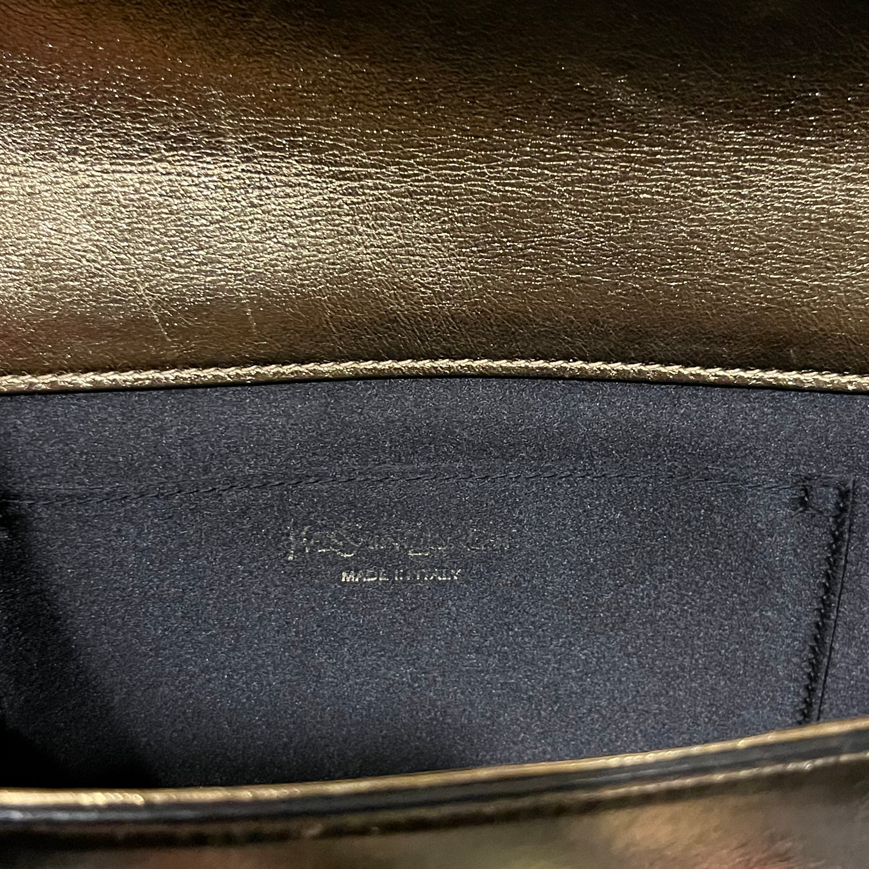 SAINT LAURENT Belle De Jour Large Gold Metallic Calfskin Monogram Clutch