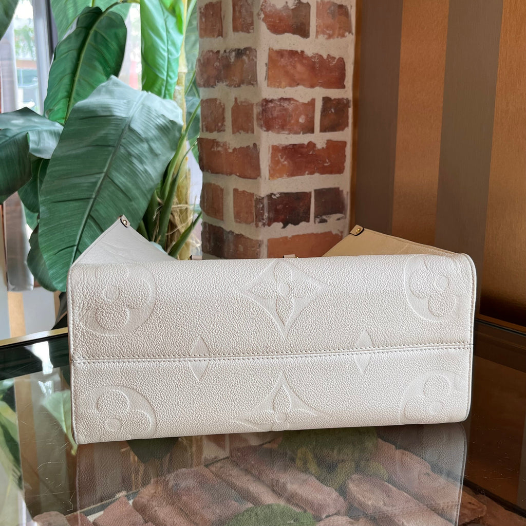 LOUIS VUITTON OnTheGo MM Beige Empriente Giant Monogram Leather Tote