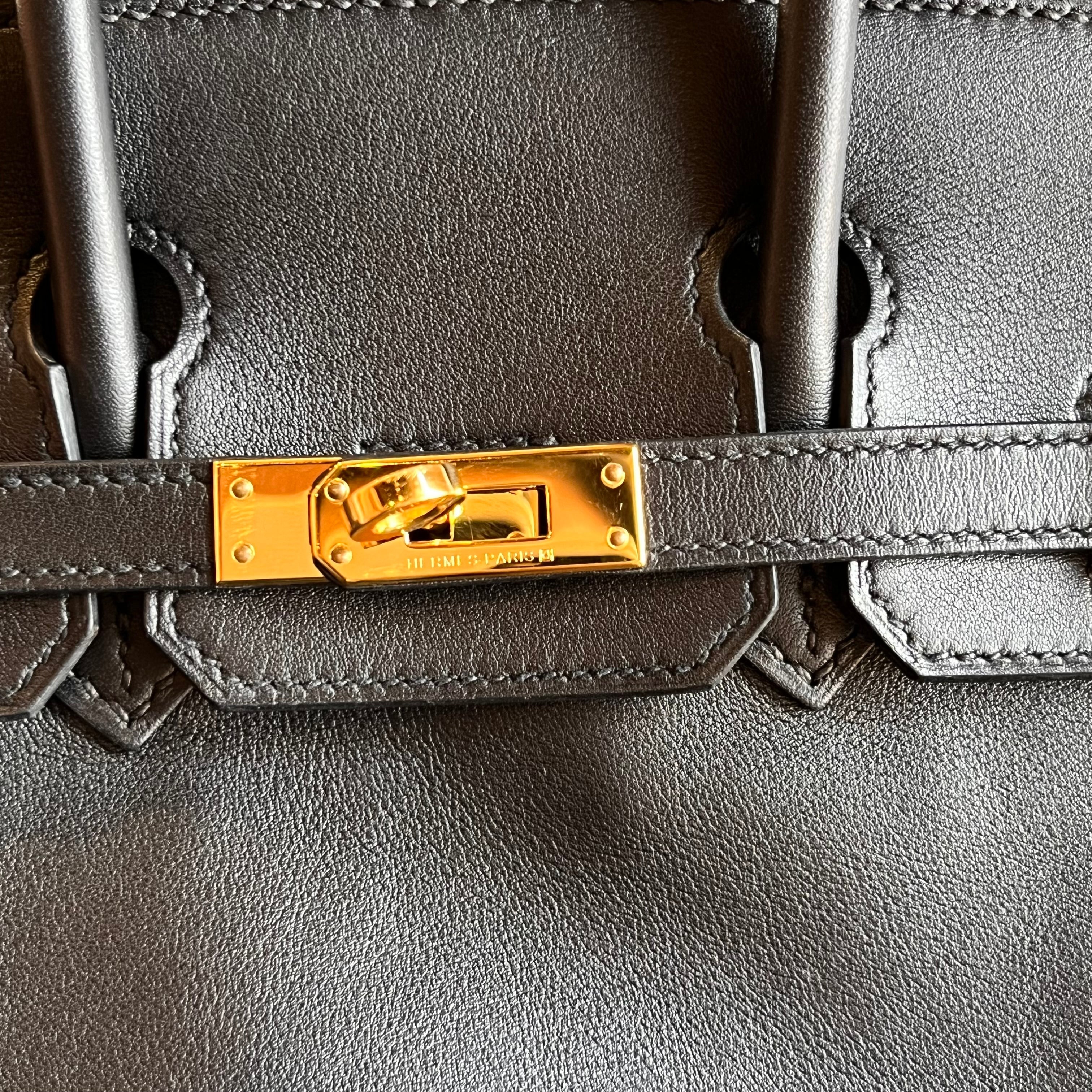HERMES Birkin 25 Noir Swift Top Handle