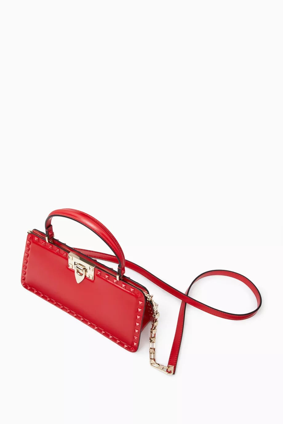 VALENTINO GARAVANI ROCKSTUD CALFSKIN LEATHER TOP HANDLE BAG