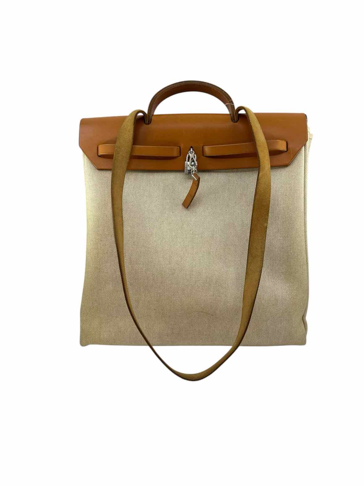 HERMES Herbag Beige Canvas Solid Backpack