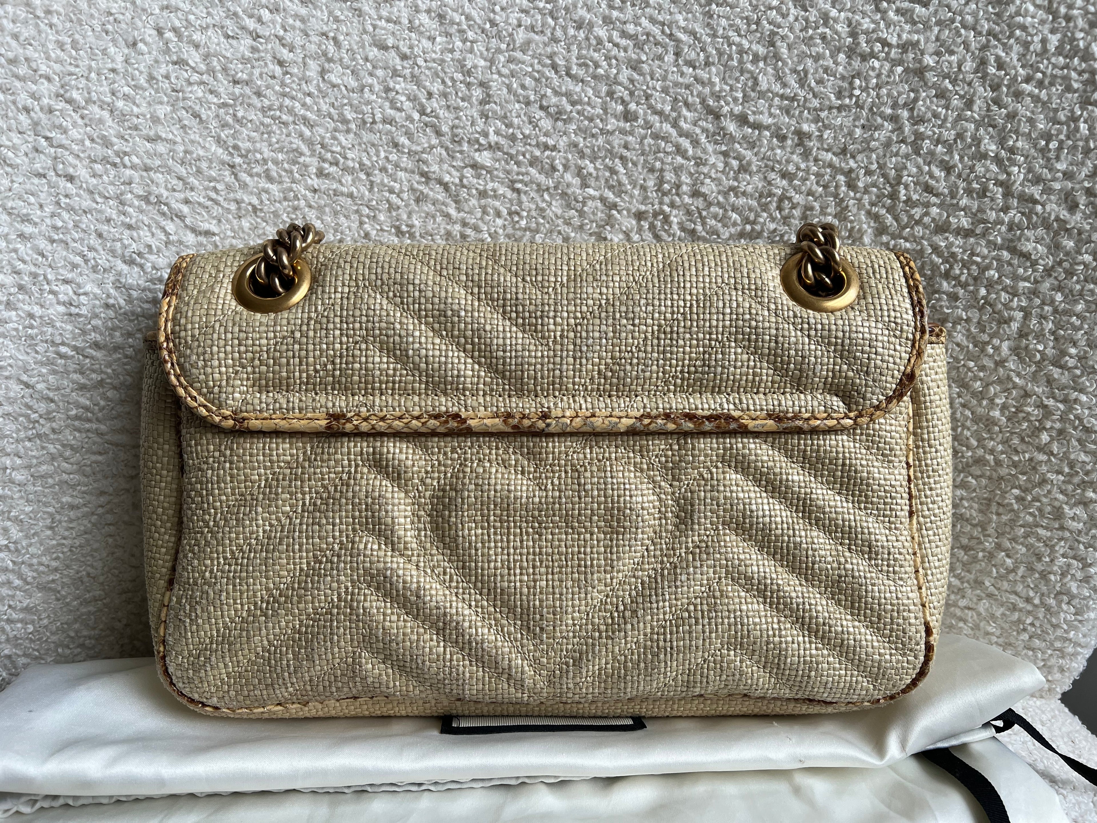 Gucci GG Beige Raffia Marmont Small Shoulder Bag (RRP £1,570)