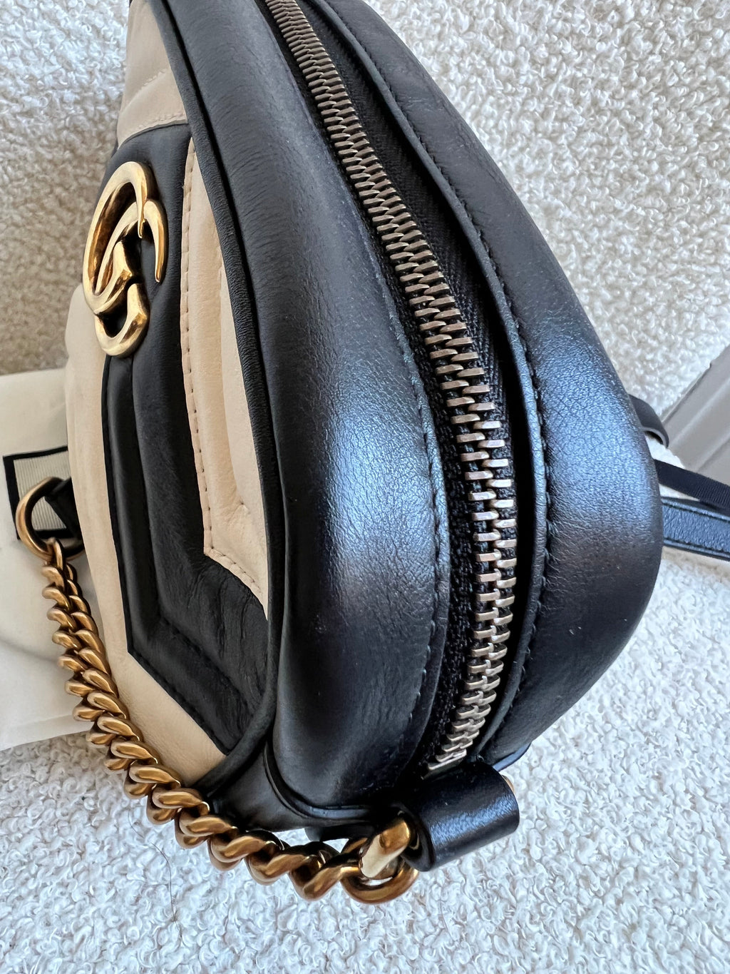 Gucci GG Black and White Marmont Mini Shoulder Bag (RRP £1,360)