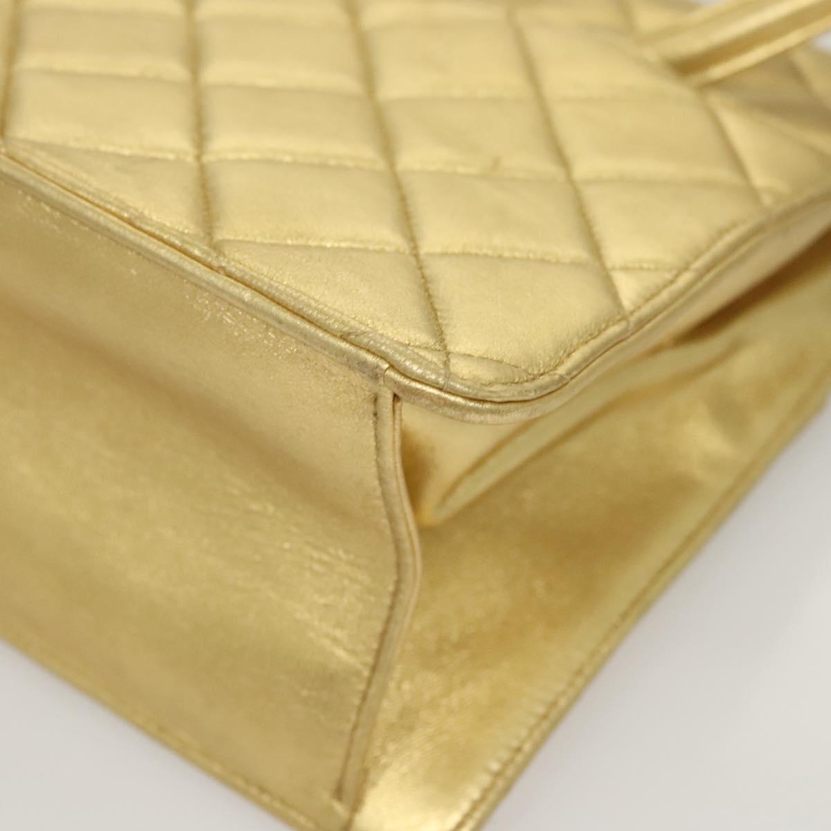 Chanel Matelassé Lambskin Leather Gold Leather Handbag (Pre-Owned)