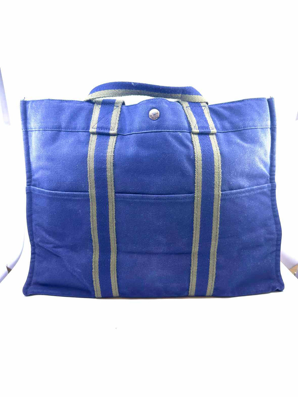 HERMES Navy Canvas Tote
