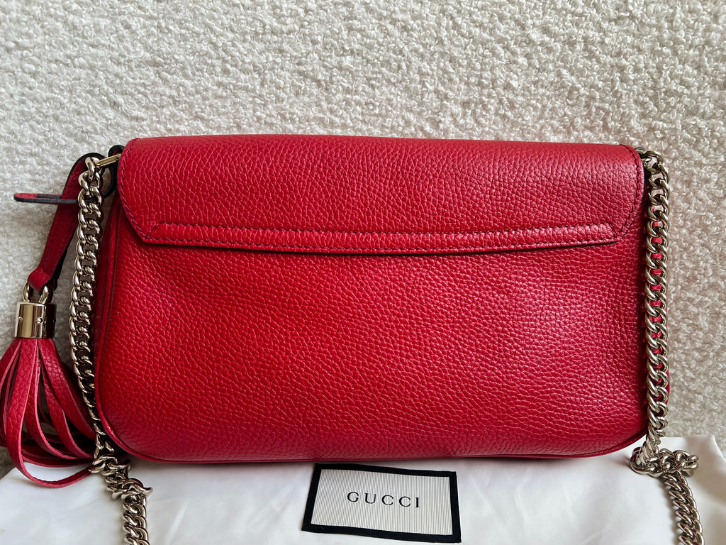 Gucci Red Soho Chain Crossbody Flap Bag