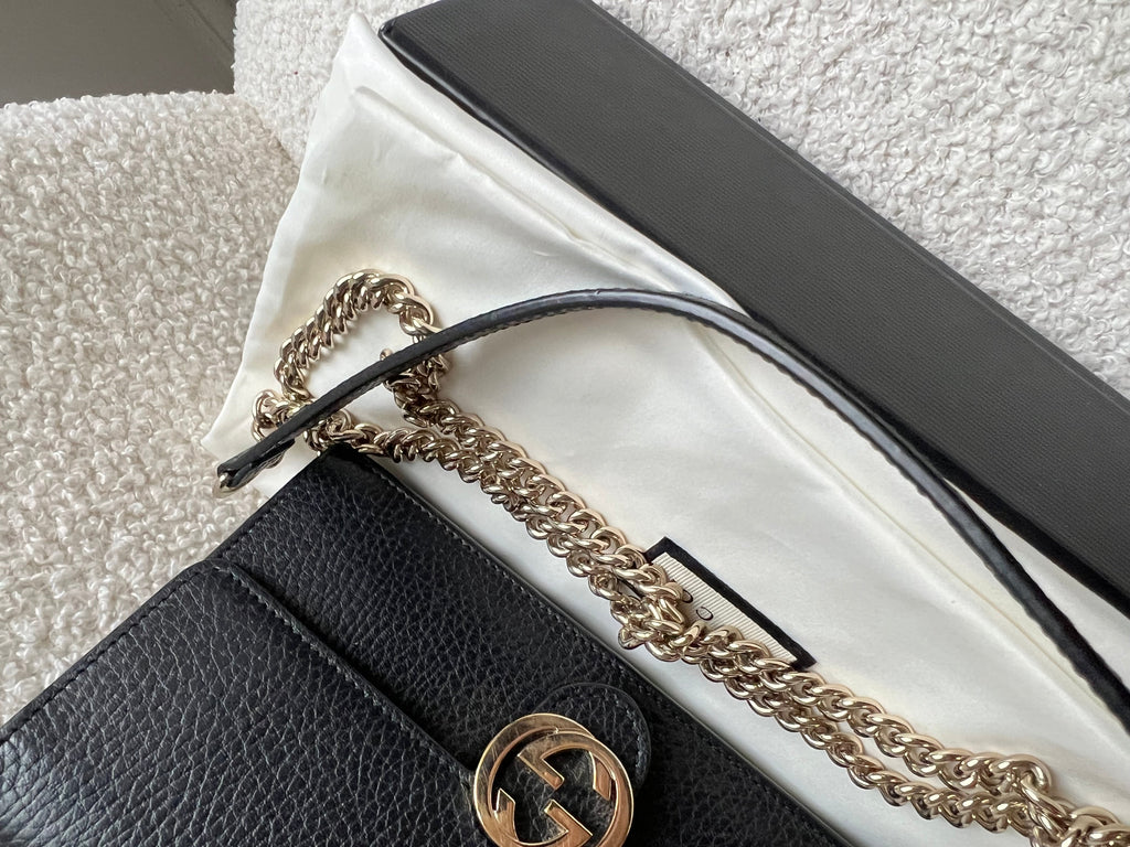 Gucci Black Interlocking GG Chain Wallet