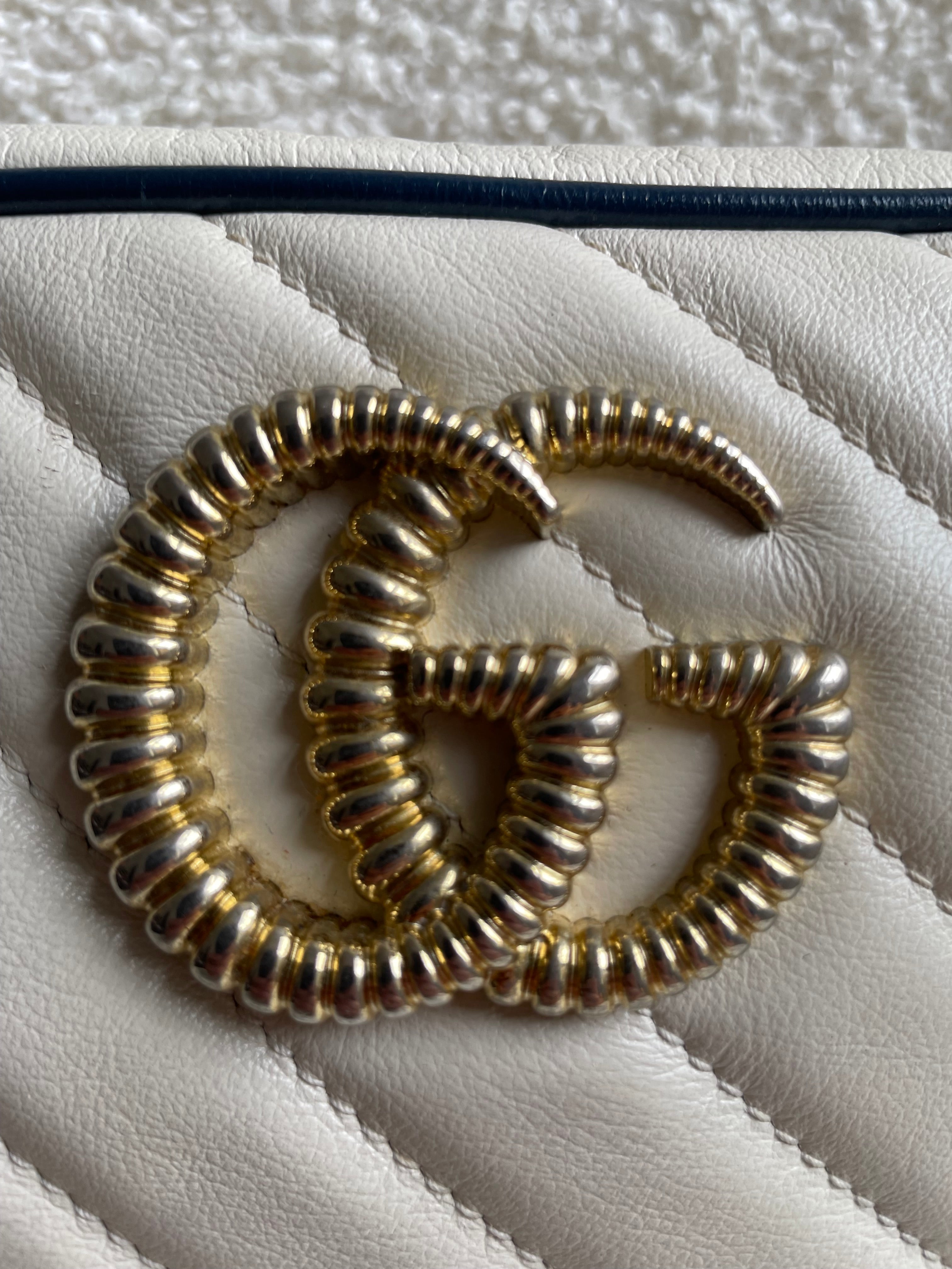 Gucci Torchon GG White Marmont Small Shoulder Bag