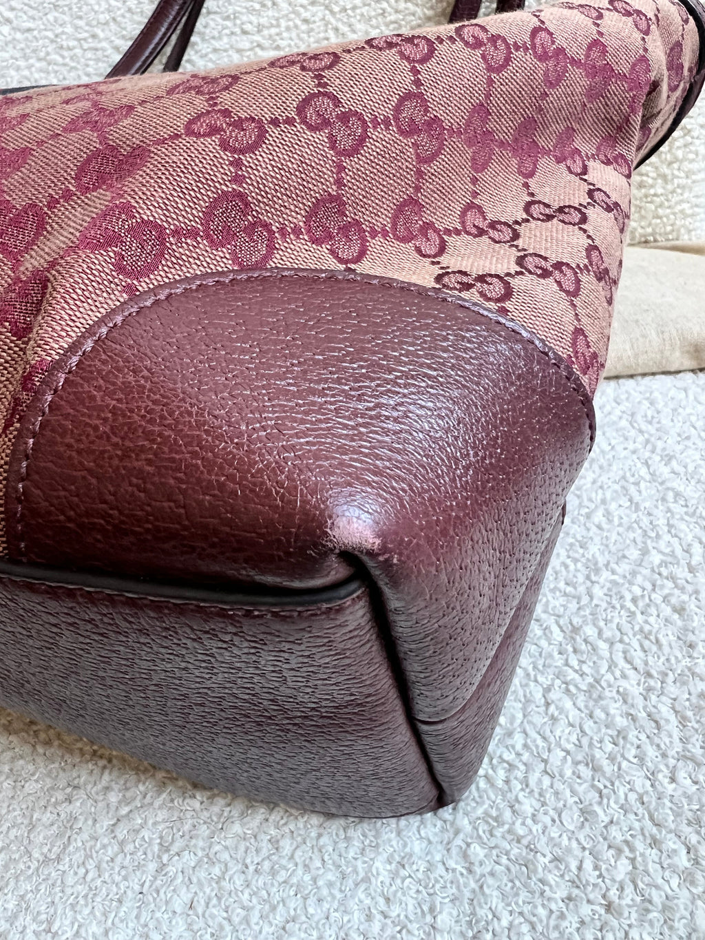 Gucci Burgundy Ophidia GG Supreme Medium Tote