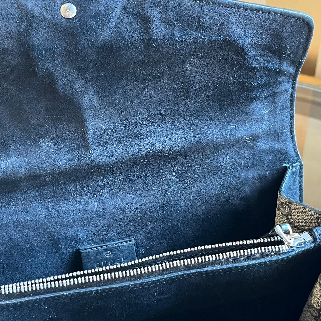 GUCCI Small Dionysus Black GG Supreme Monogram Shoulder Bag