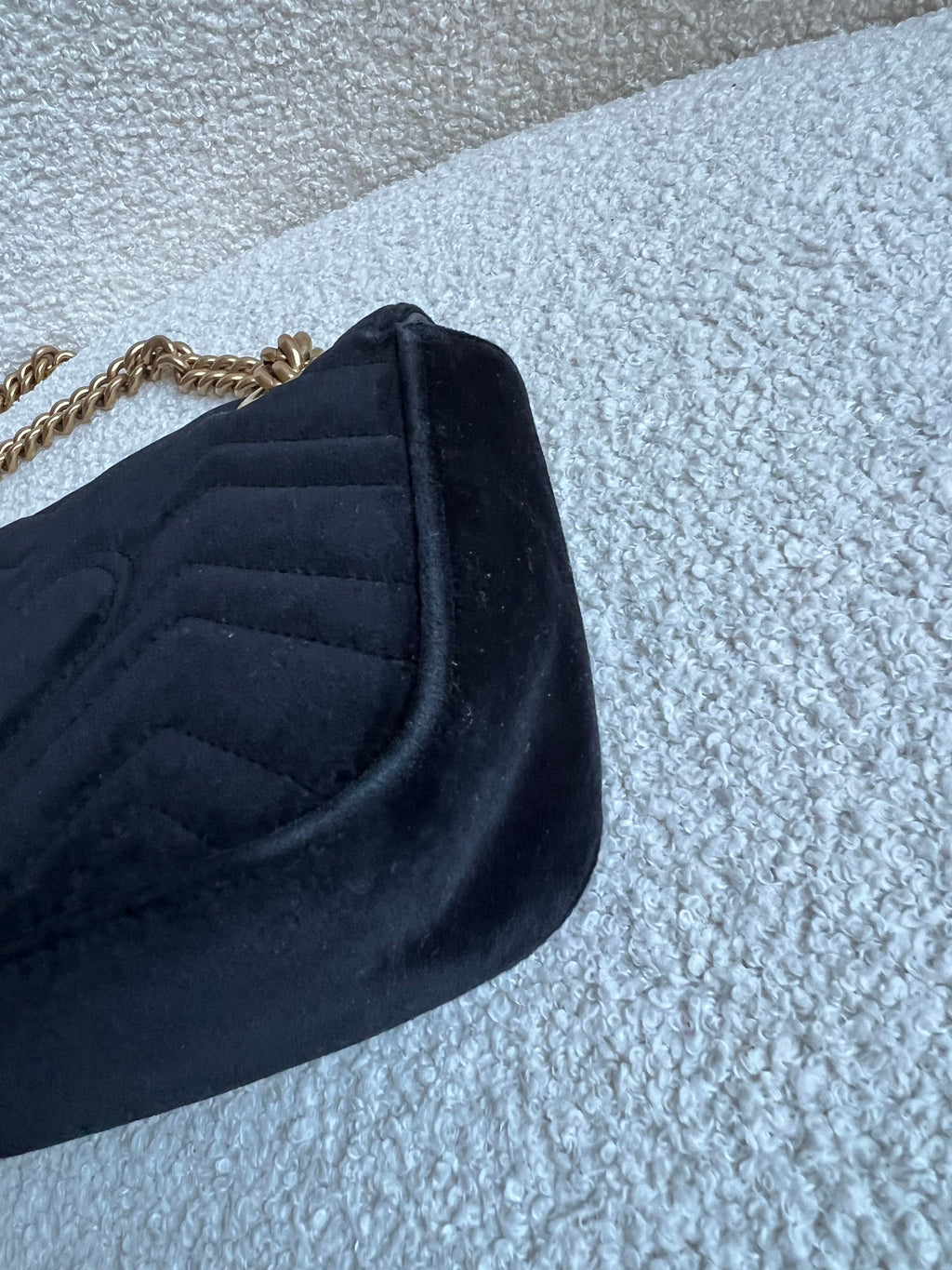 Gucci GG Black Velvet Marmont Mini Shoulder Bag (RRP £1395)