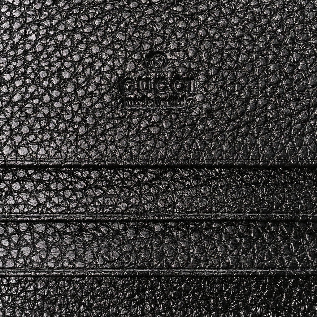 Gucci Zumi GG Black Leather Gold Chain Bi-Fold Mini Wallet